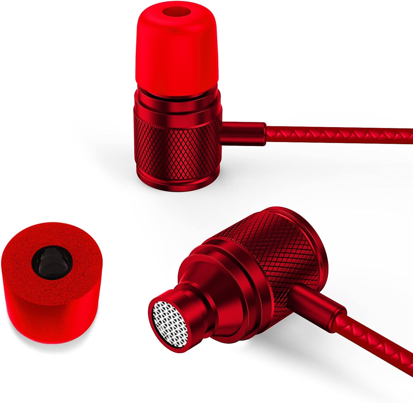 In-Ear Kopfhörer mit Kabel und Mikrofon, 3.5 mm Rot