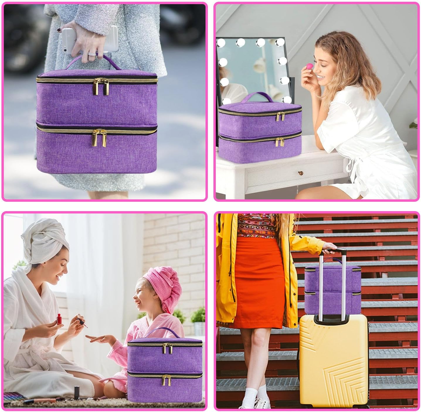 Nagellack-Organizer für 30 Flaschen, Nagellack Aufbewahrung Lila