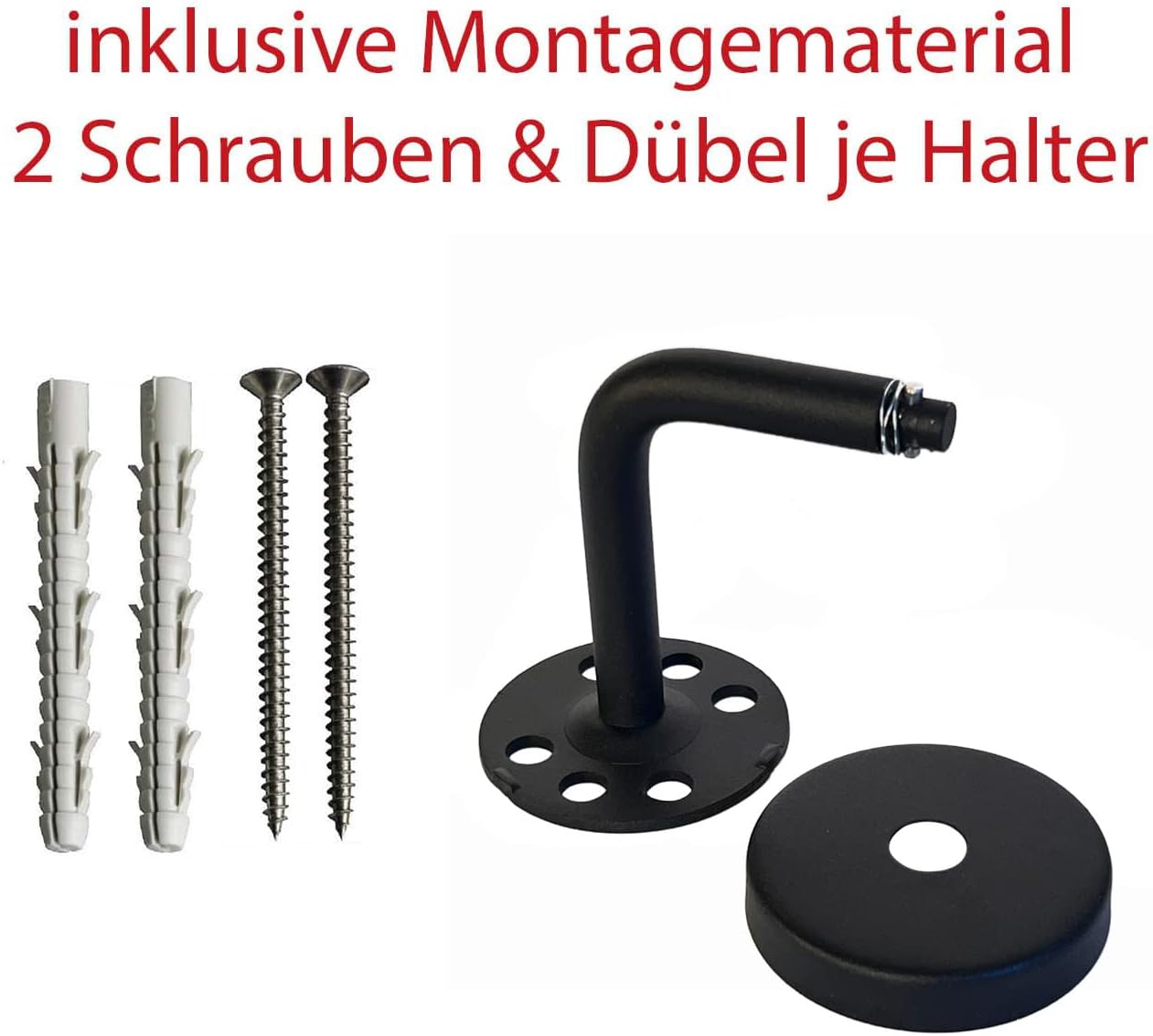 Handlauf, 150 cm mit 2 Halter Gerade Kappe