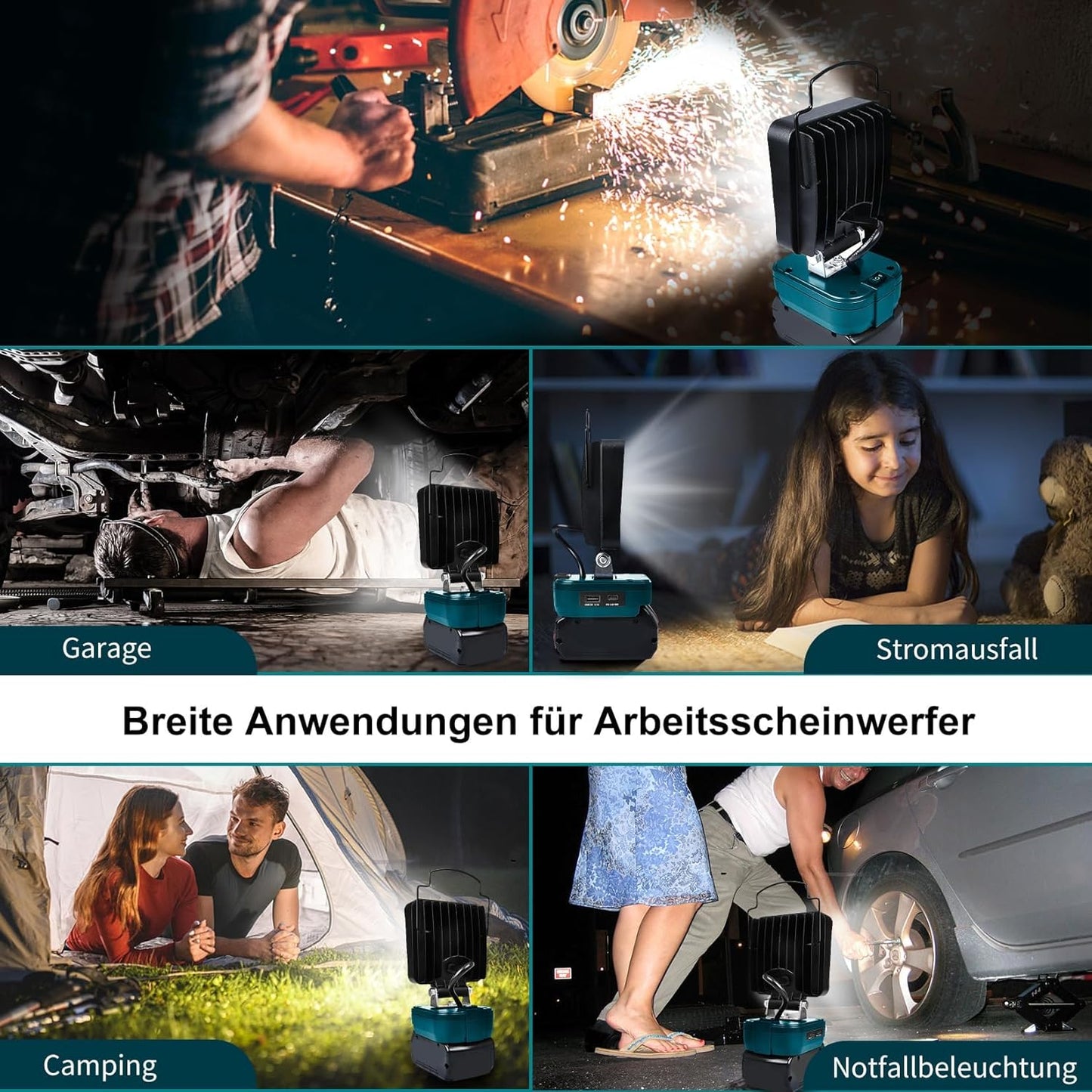 LED Arbeitsleuchte 18V Akku, Braun
