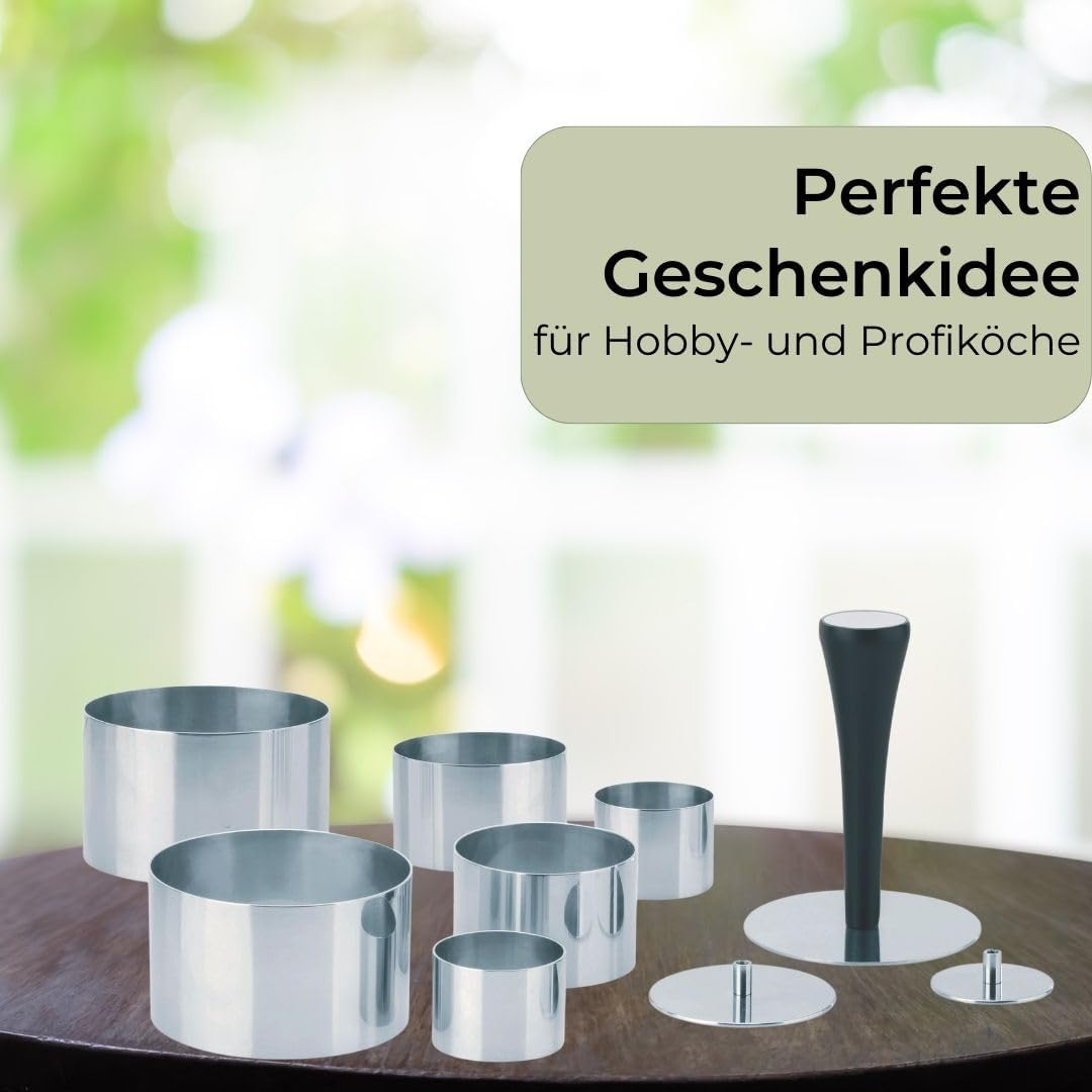 10-teiliges Dessertringe Set mit Presse