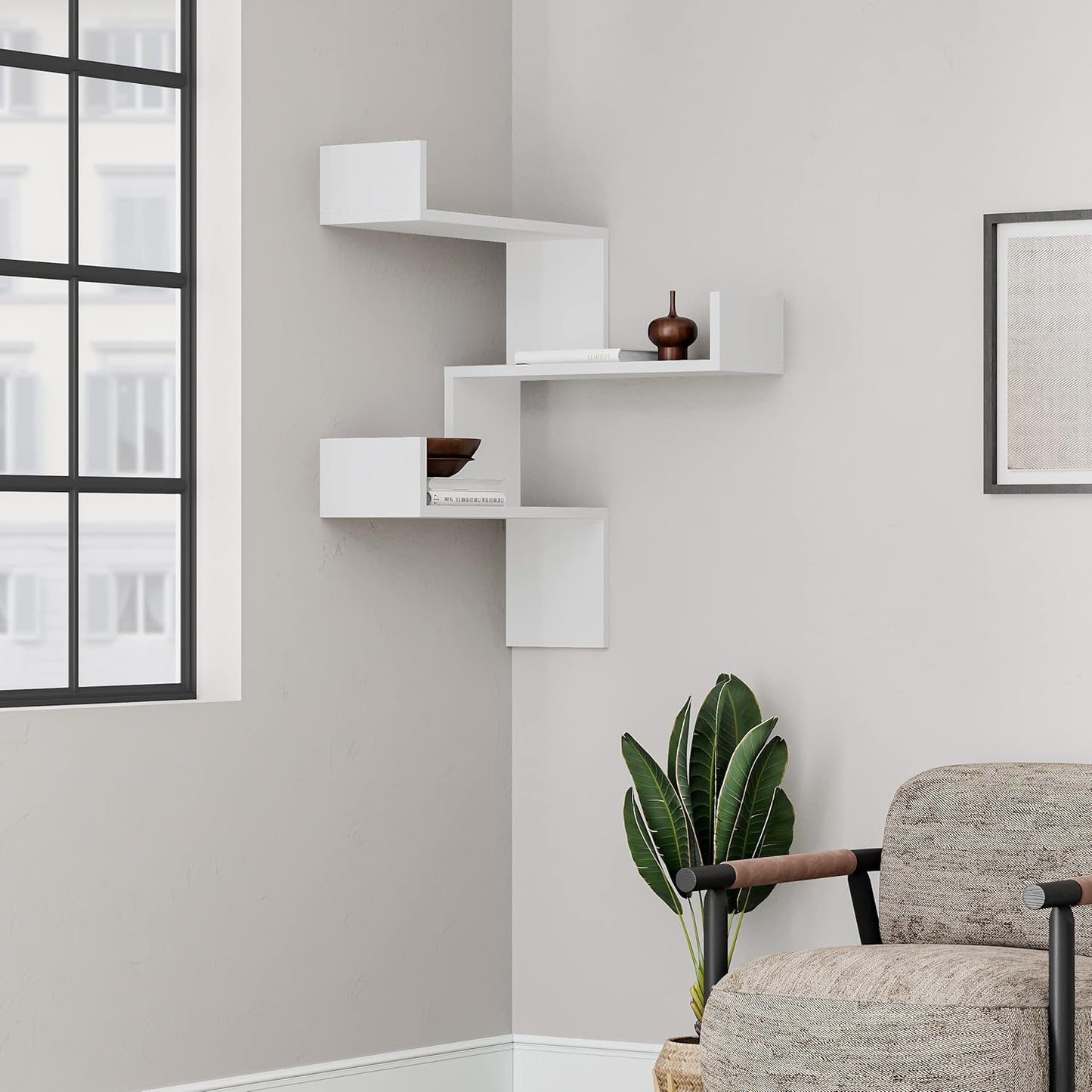 Bücherregal mit 3 Etagen, 60 x 90 x 22 cm, Weiß