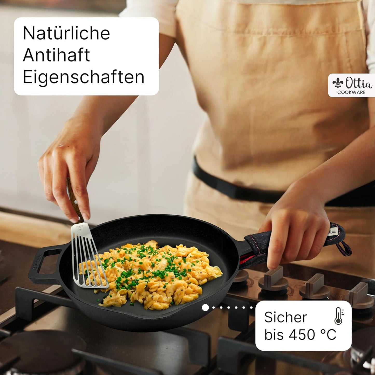 Gusseisenpfanne mit Zubehör, 24cm mit Zubehör