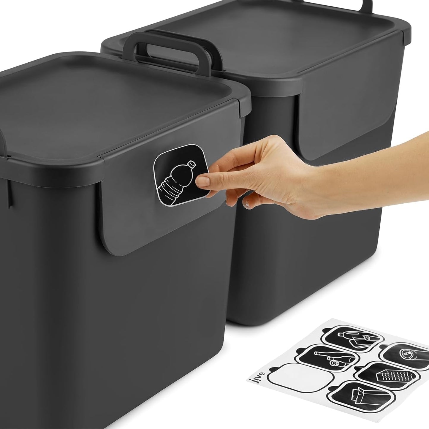 3-teiliges Mülltrennsystem, anthrazit