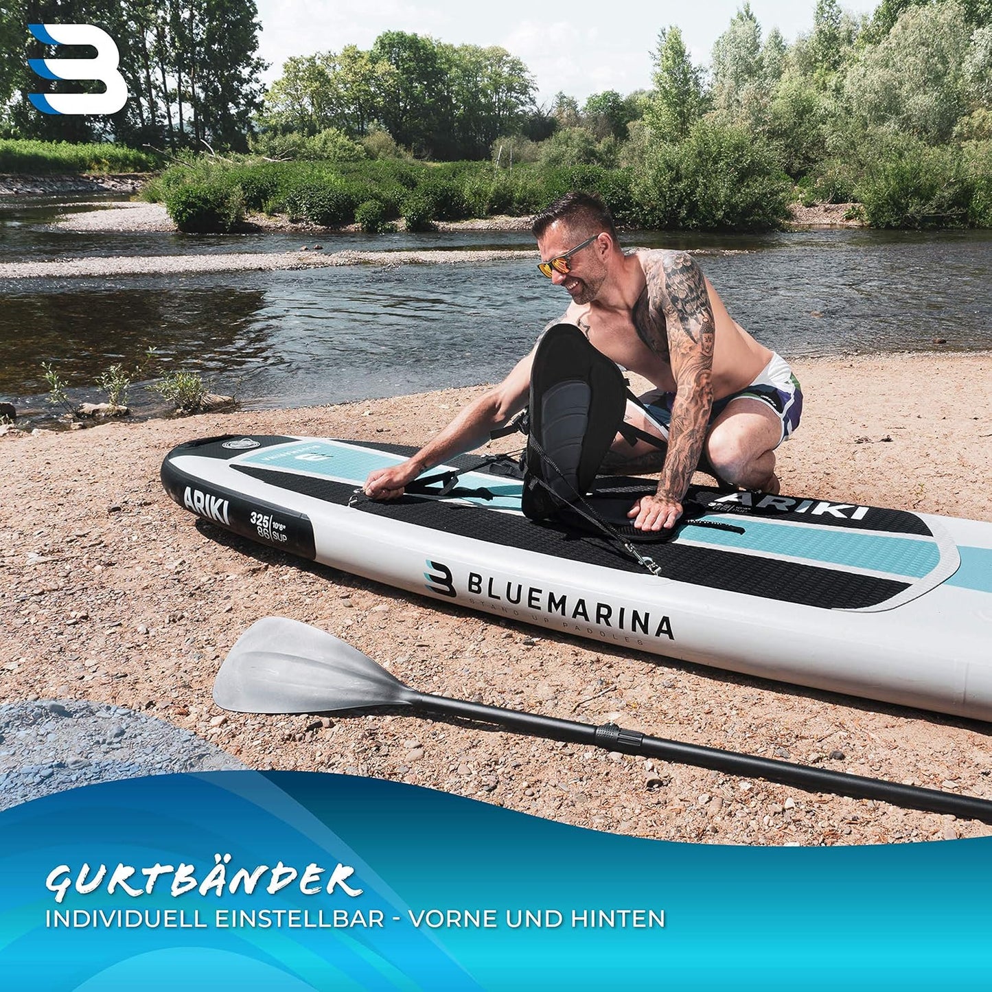 Kajaksitz für SUP-Board mit Paddel & Schaumstoffpolster