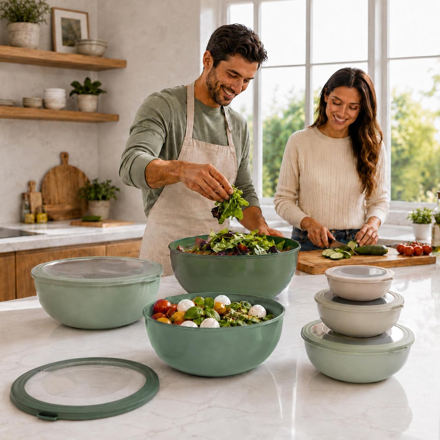 Salatschüssel-Set mit Deckeln