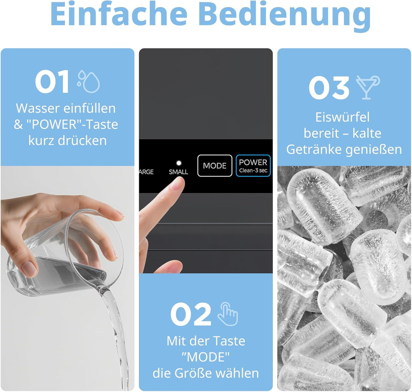 Eiswürfelmaschine mit Selbstreinigungsfunktion