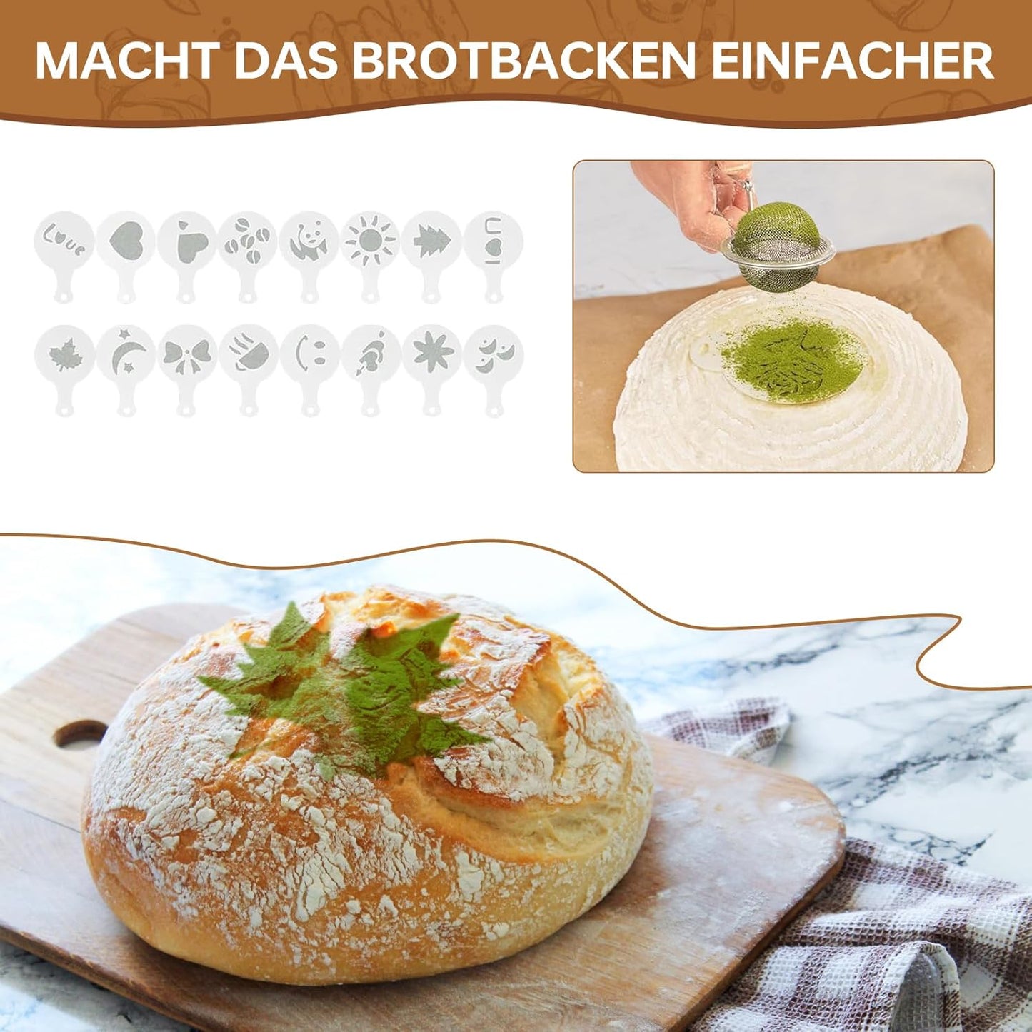 10-teiliges Gärkörbchen-Set für Sauerteig