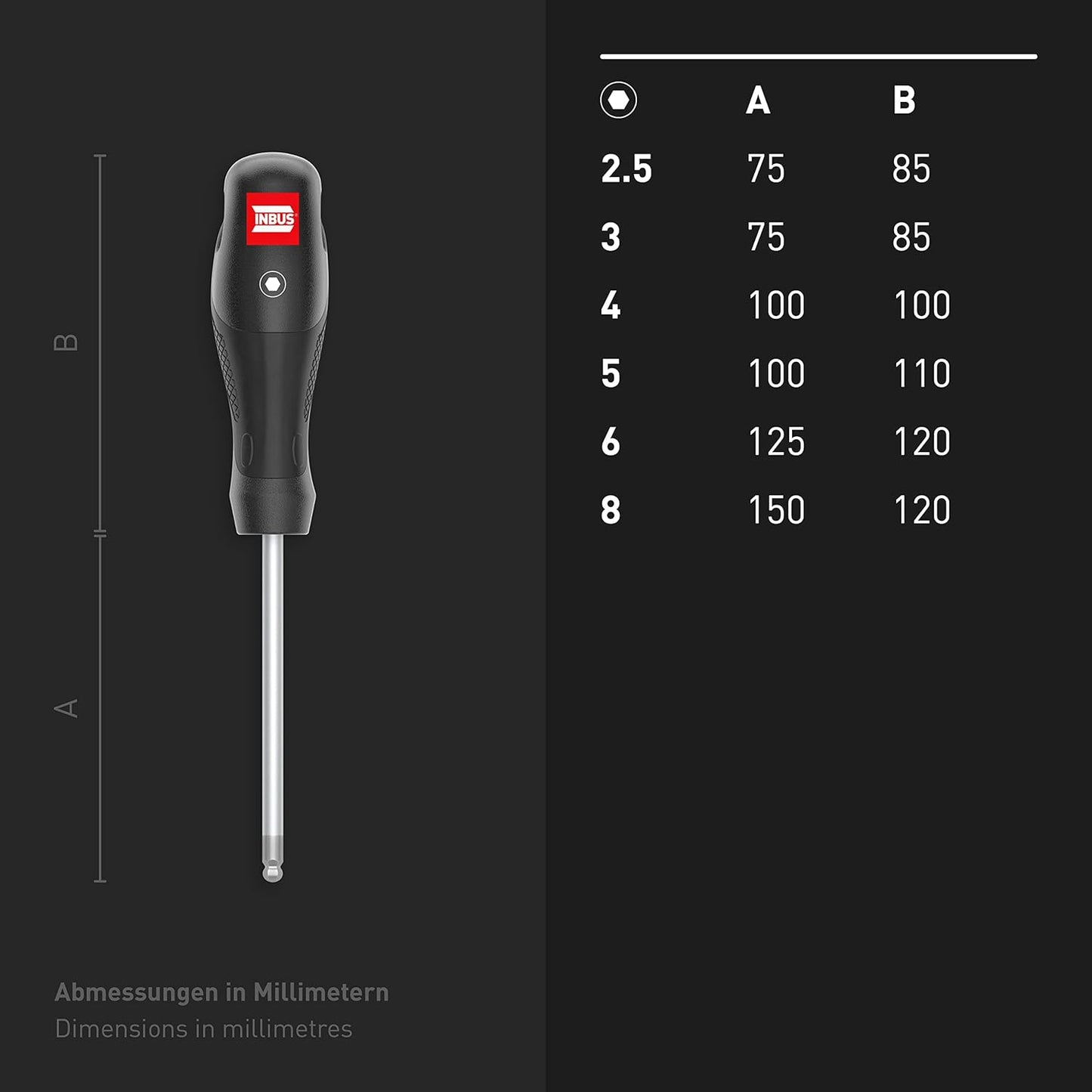 6-teiliges Schraubendreher-Set, 6× HX (2.5 – 8 mm)