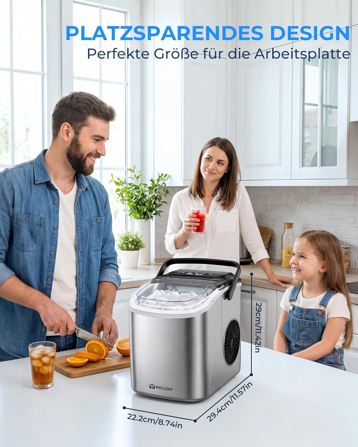 Eiswürfelmaschine mit Selbstreinigung, Edelstahl