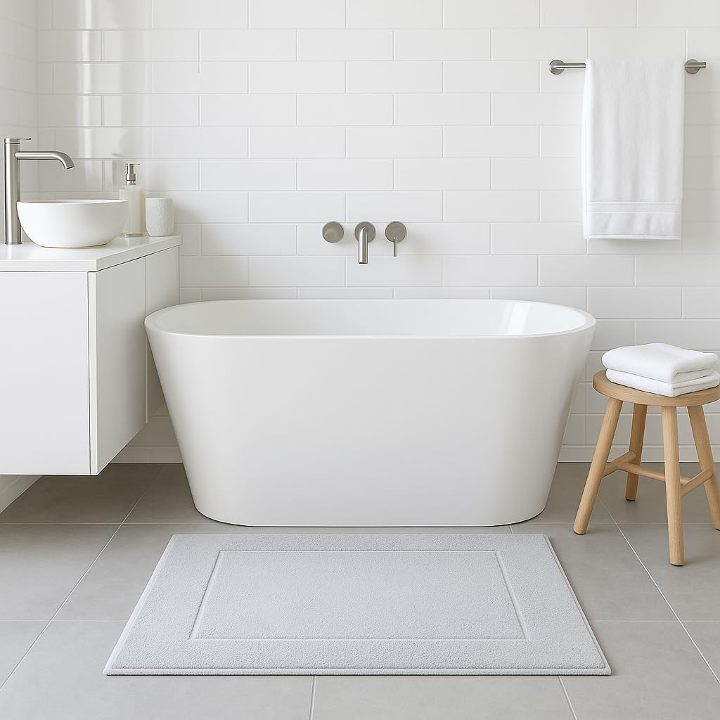 2er-Set Badematten, 50x70 cm, 2x Badvorleger Silbergrau