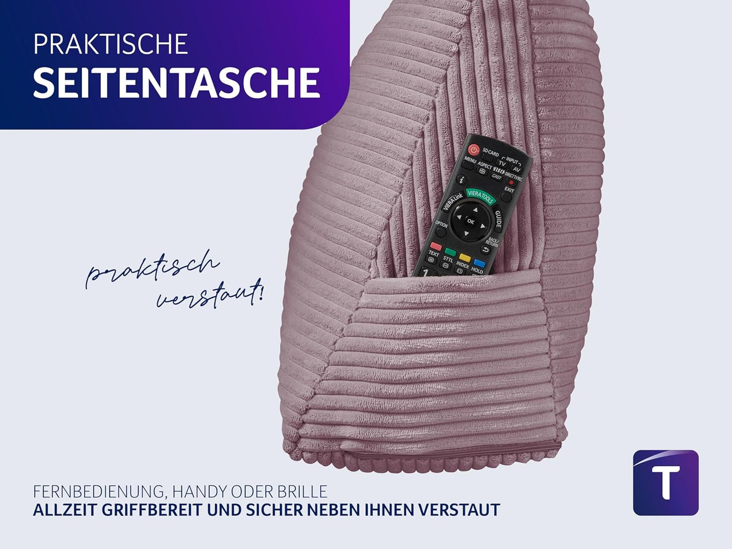 Cozy Rückenkissen, Altrosa Kord (100% Polyester)
