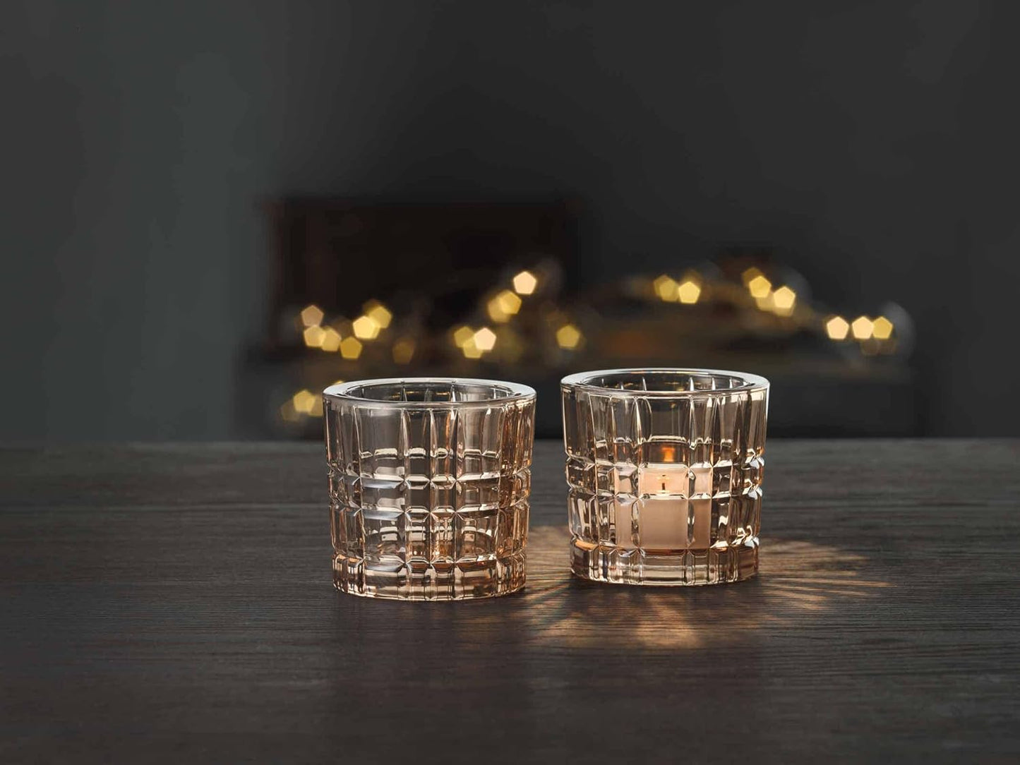 2er-Set Teelichthalter Square Votives, Square Tobacco