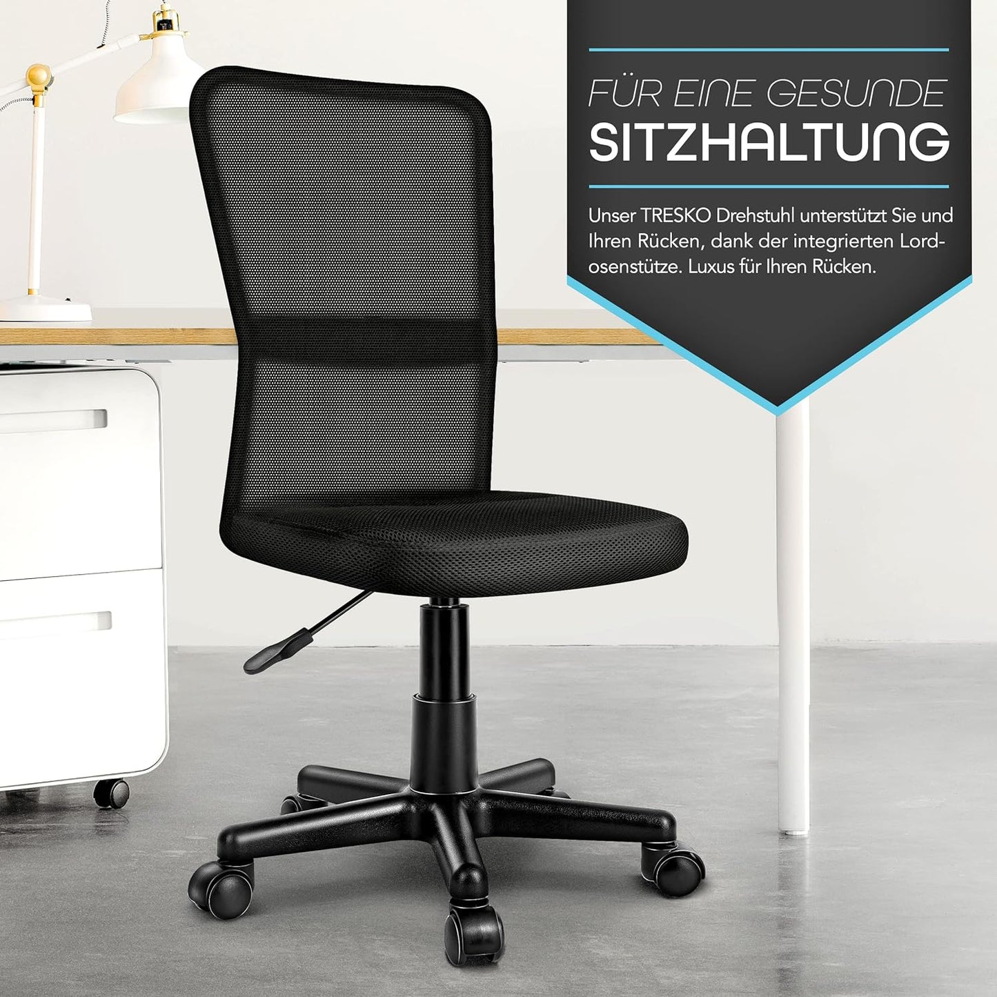 Schreibtischstuhl, Ohne Armlehnen, Schwarz