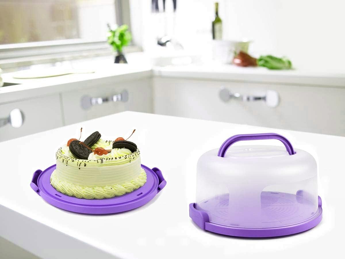 Runder Kuchenträger mit Tragegriff, 30 cm, Lila