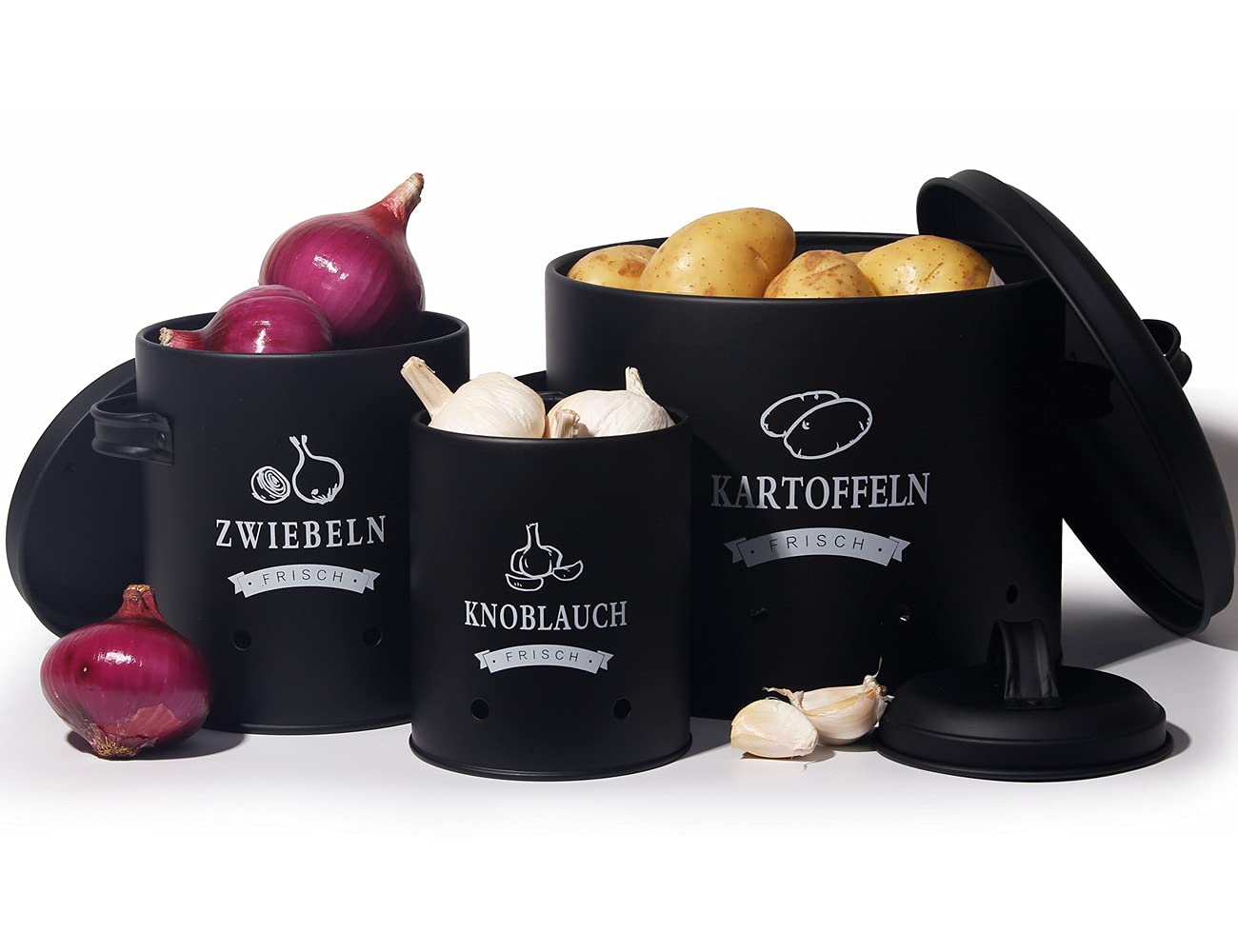 Vorratsdosen-Set, schwarz, Schwarz-set