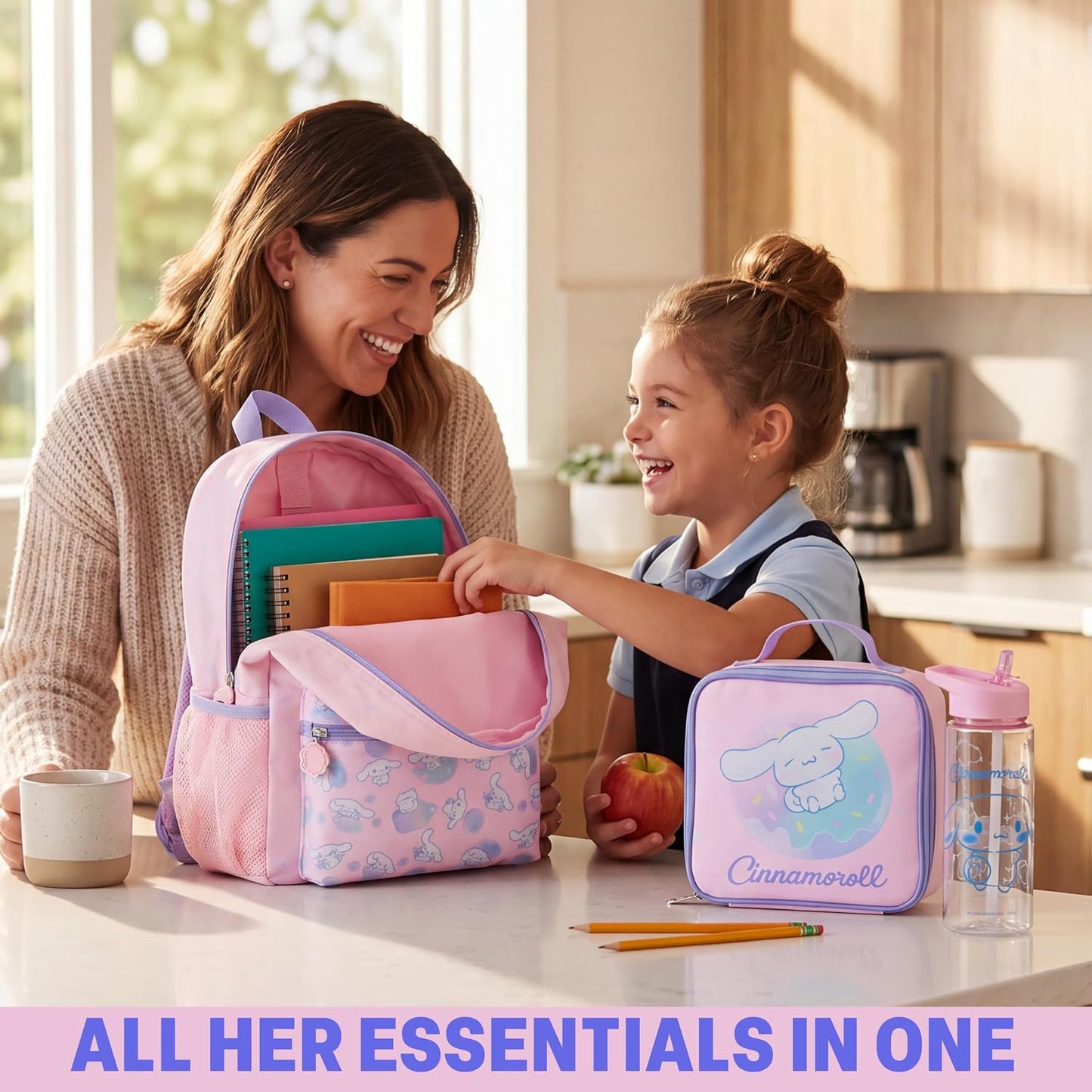Kinderrucksack-Set mit Trinkflasche & Lunchtasche, Multi Cinnamoroll