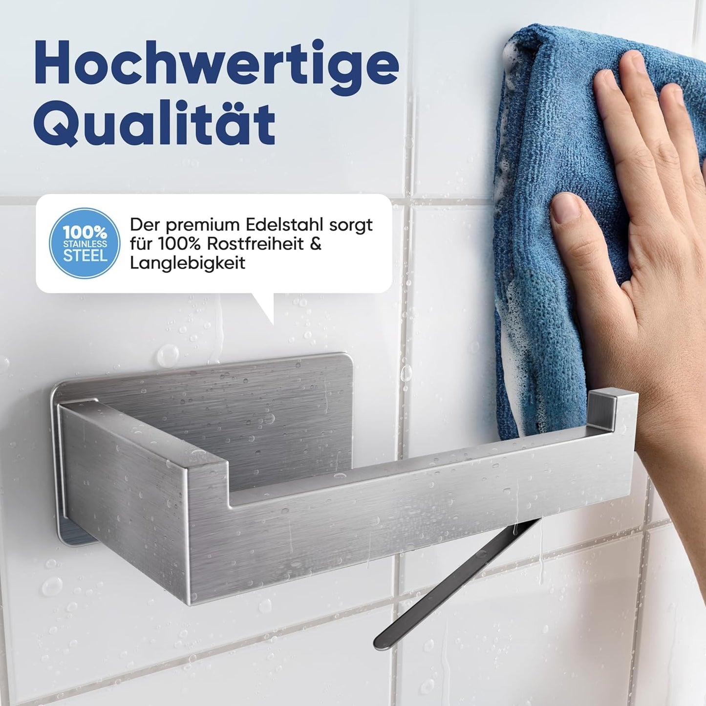 Toilettenpapierhalter mit Abroll-Bremse, Silber Rechts geöffnet