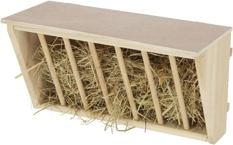Heuraufe mit Sitzbrett für Kleintiere, 37 x 17 x 20 cm