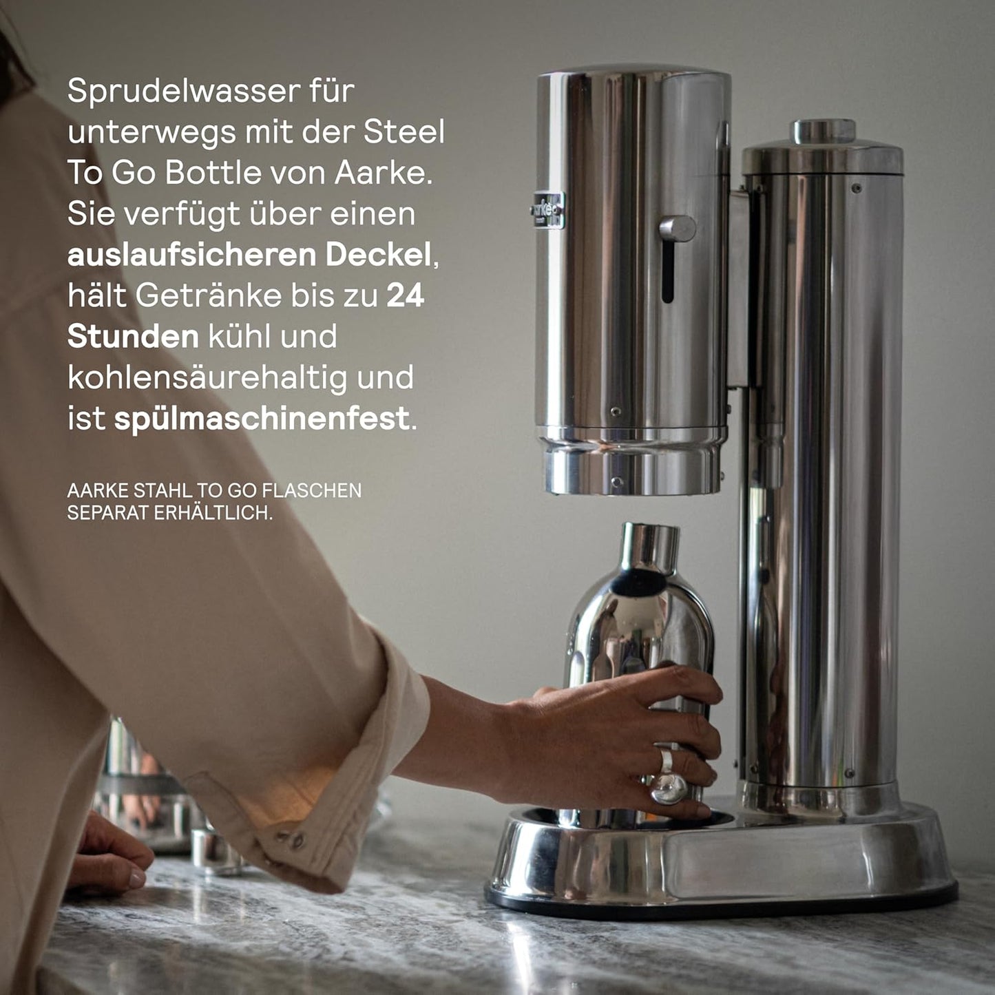 Carbonator Pro Wassersprudler mit Glasflasche, Stahl, Mattschwarz