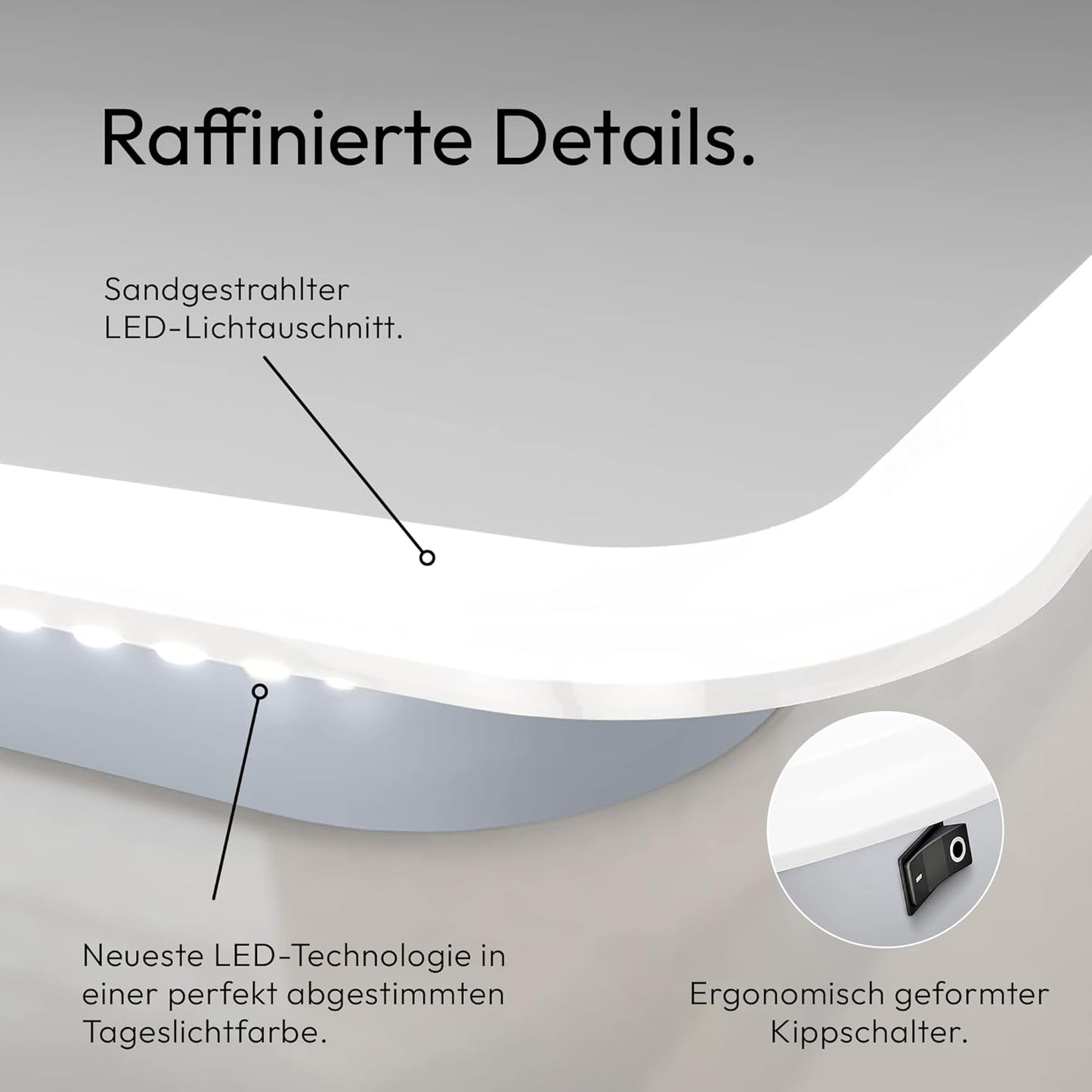 Badspiegel mit Beleuchtung, 120L x 70B cm