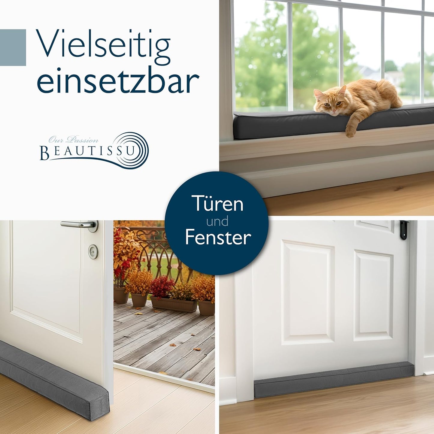 Zugluftstopper für Tür & Fenster, 140 cm, Anthrazit 140 cm