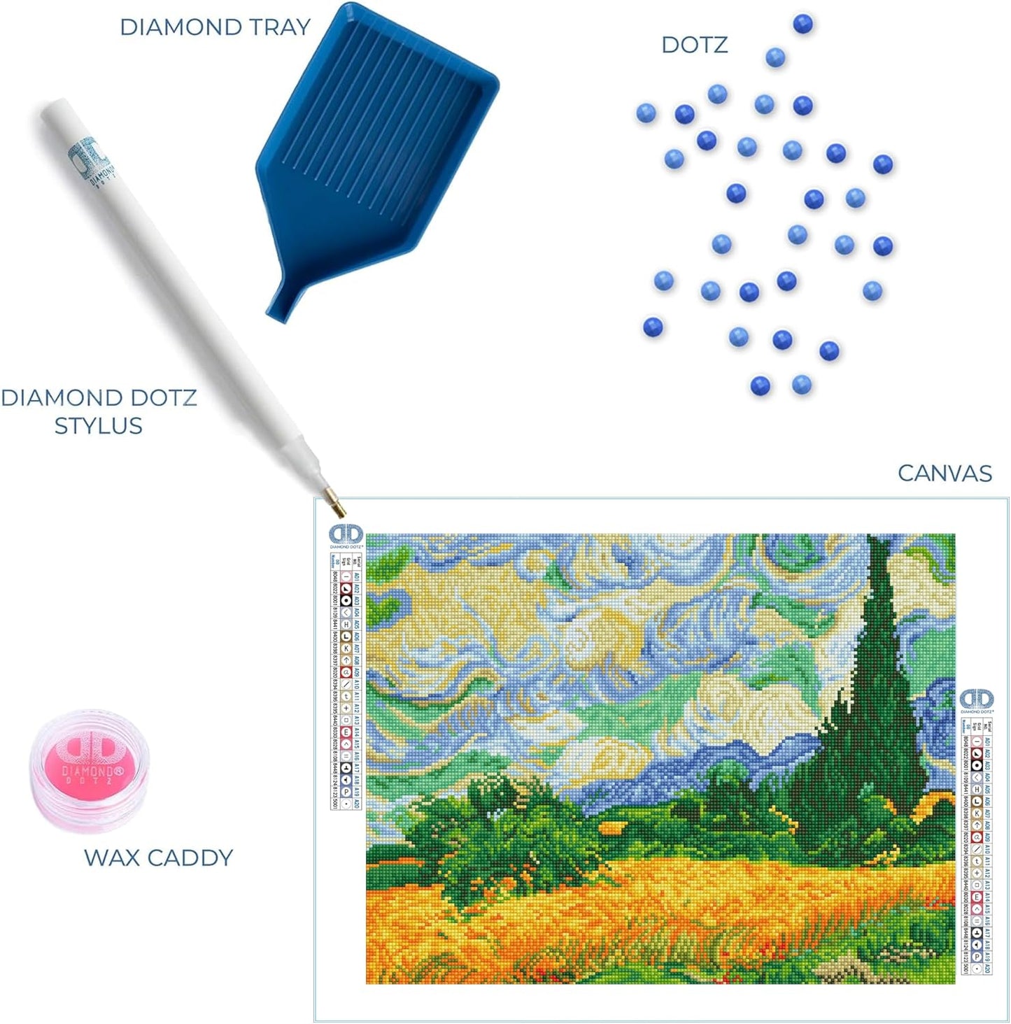 Diamond-Painting-Set Weizenfeld von Van Gogh, 50.8 x 39cm Bunt
