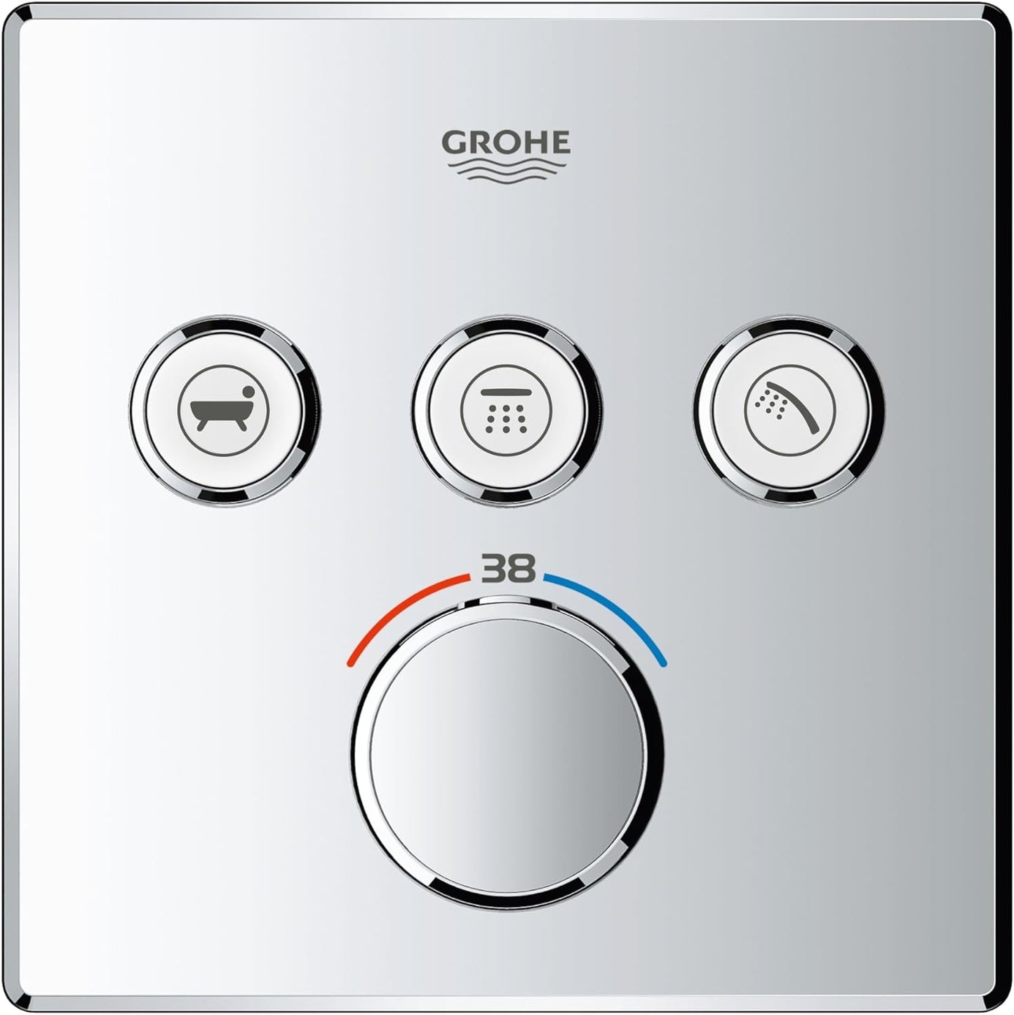 Grohtherm SmartControl 29126000, Chrom, eckig, 3 Absperrventile