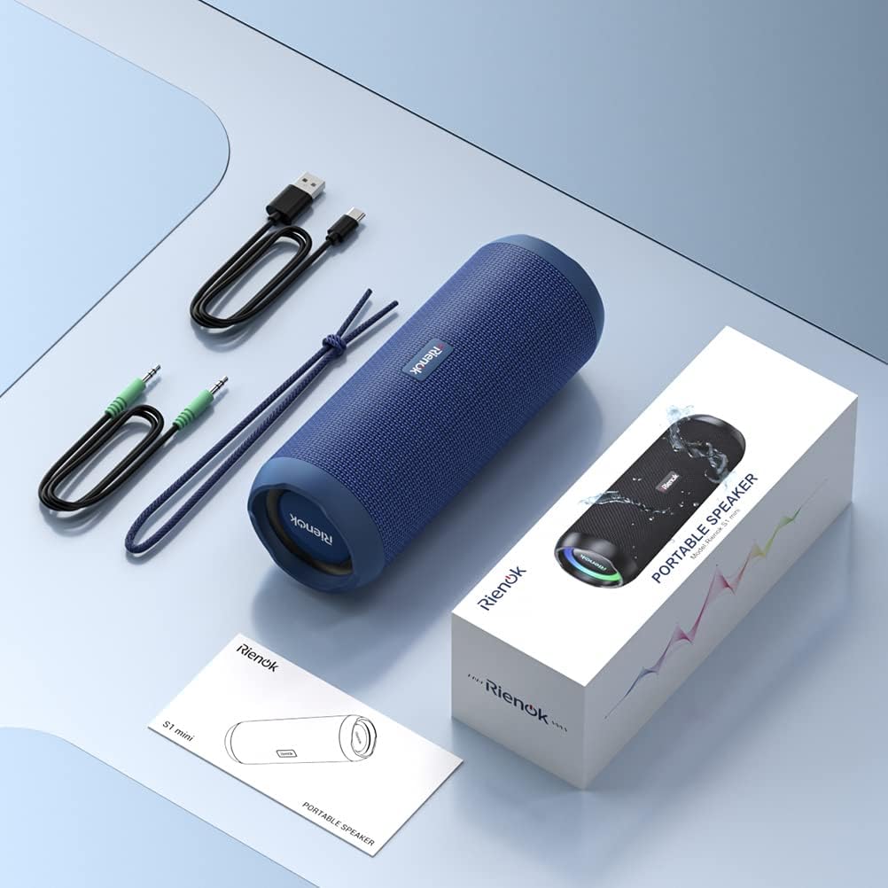 Wasserdichter Bluetooth Lautsprecher mit Licht, Blau