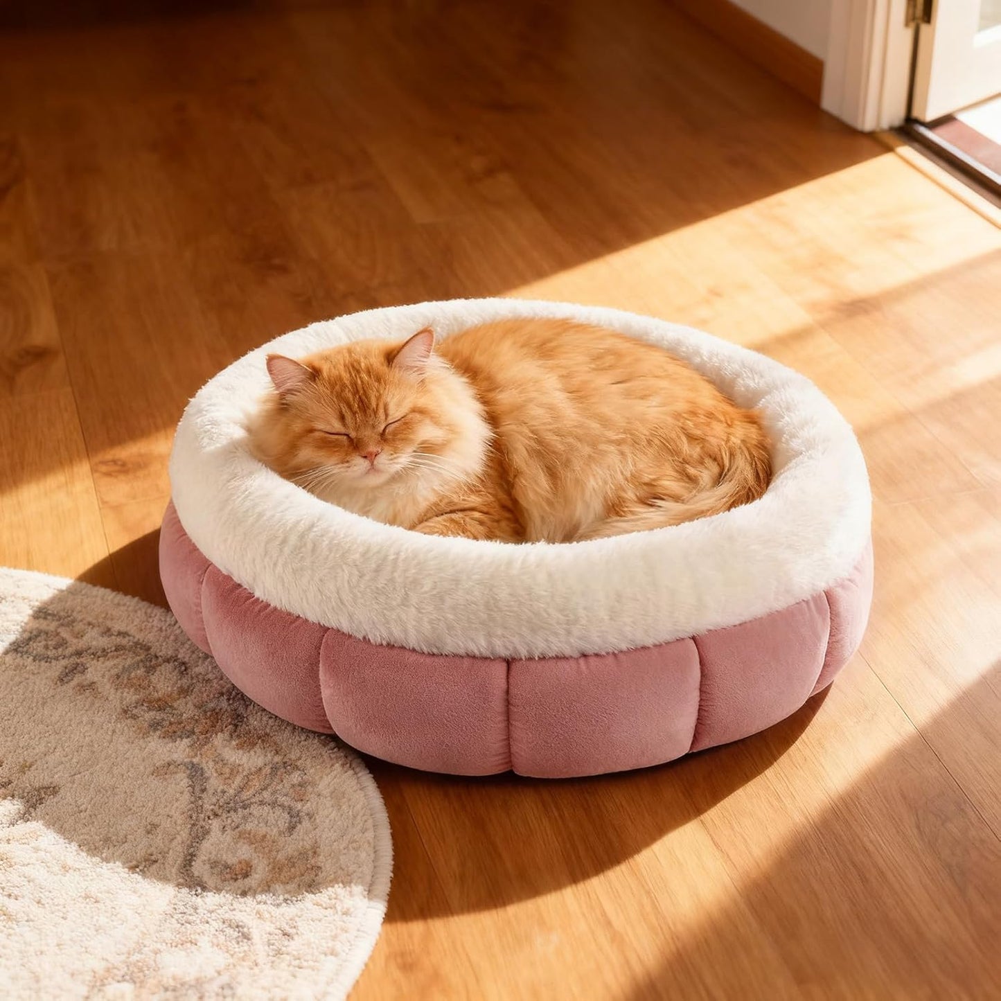 Rundes Katzenbett, 45x45x16.5CM Rosa