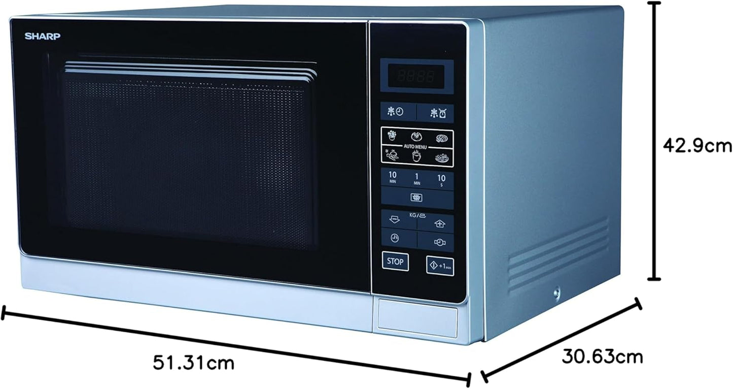 R342INW Solo-Mikrowelle mit LED-Display und Timer, Silber