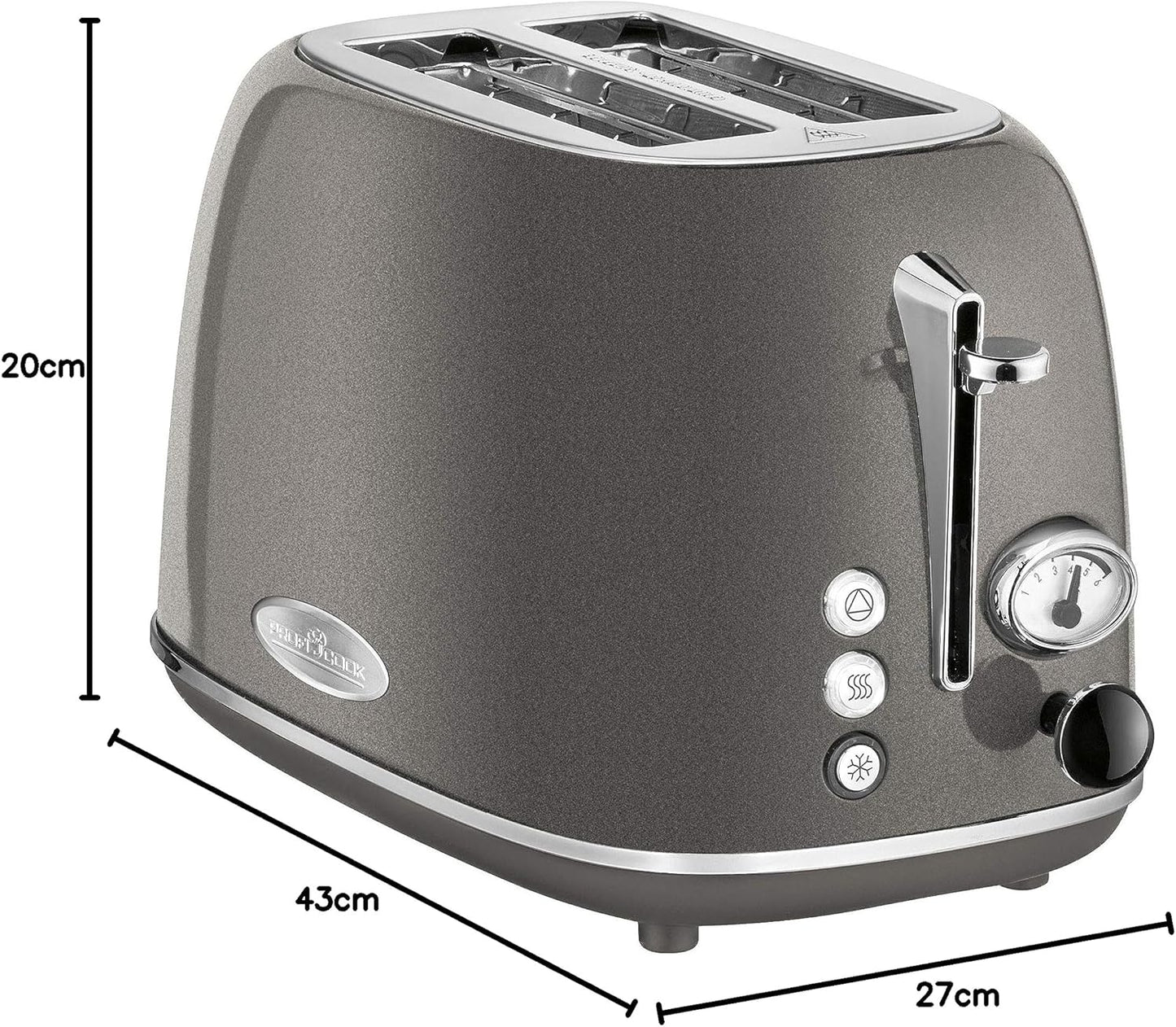 2-Scheiben-Toaster im Vintage-Look mit Brötchenaufsatz