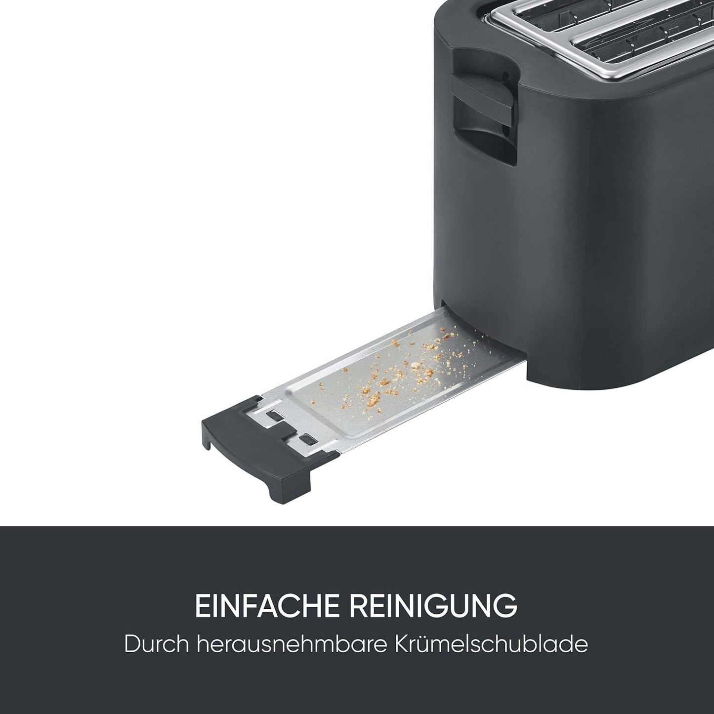 Langschlitz-Toaster für 4 Scheiben, Mattschwarz