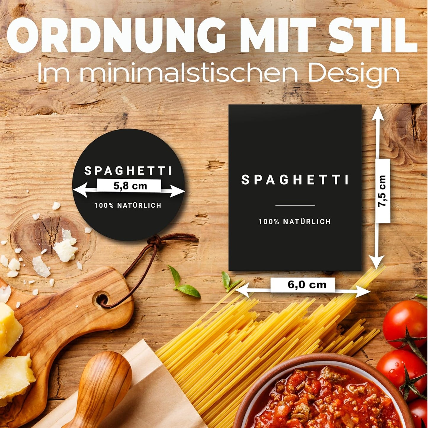 288 x selbstklebende Vorratsetiketten, Vorratsetiketten - Komplett XXL - Schwarz