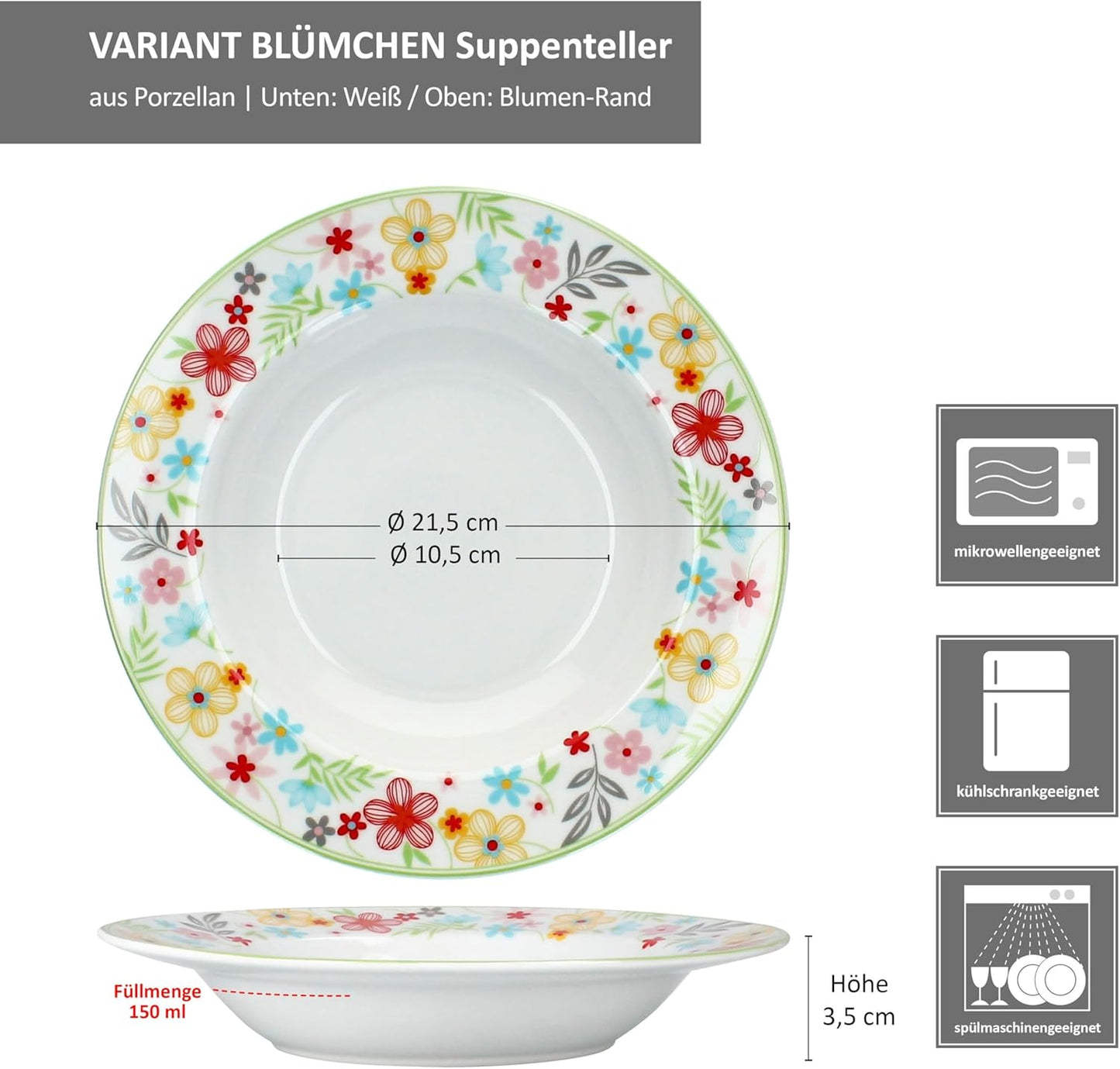 Blümchen Suppenteller-Set, Suppenteller