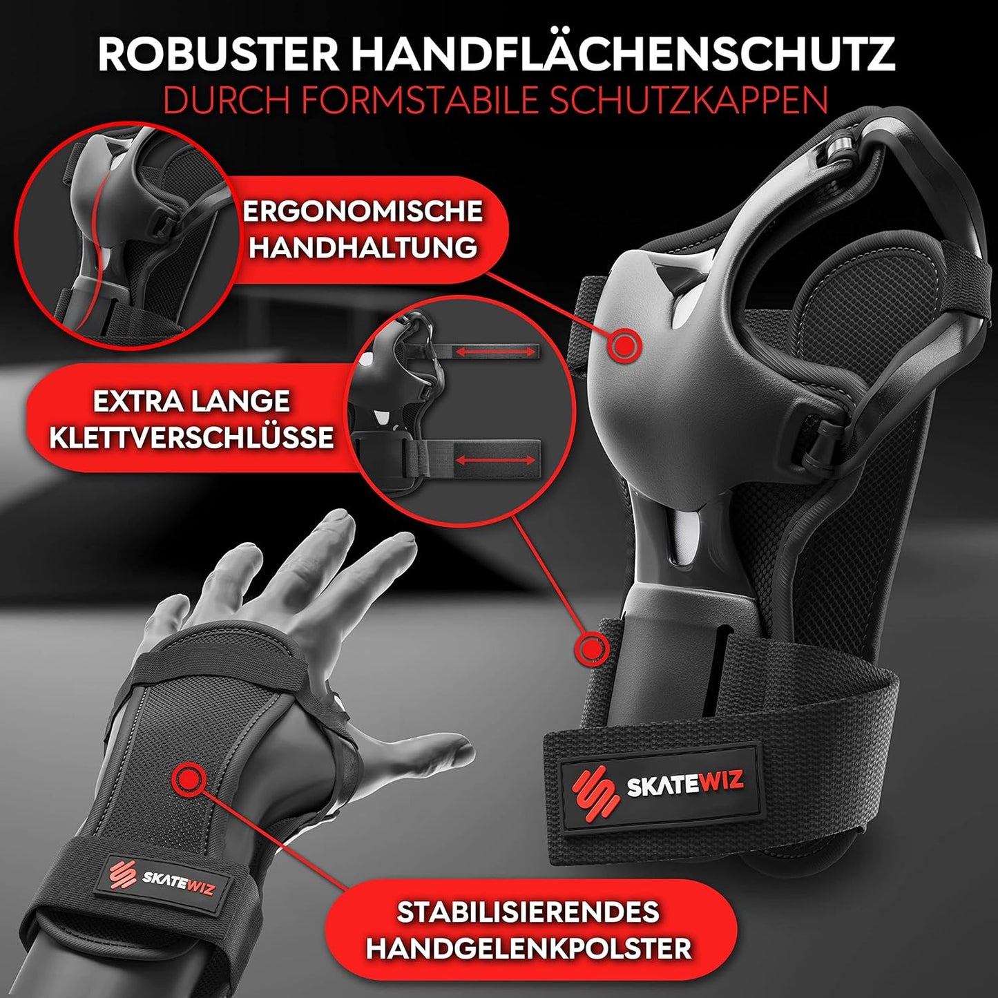 Schützer Set Skate, M - Jugendliche & Erwachsene Schwarz