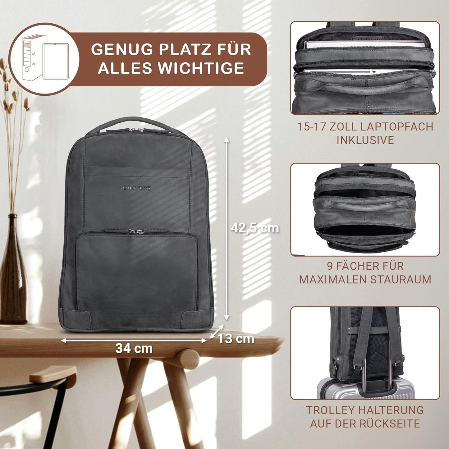 Harlow Businessrucksack, Anthrazit