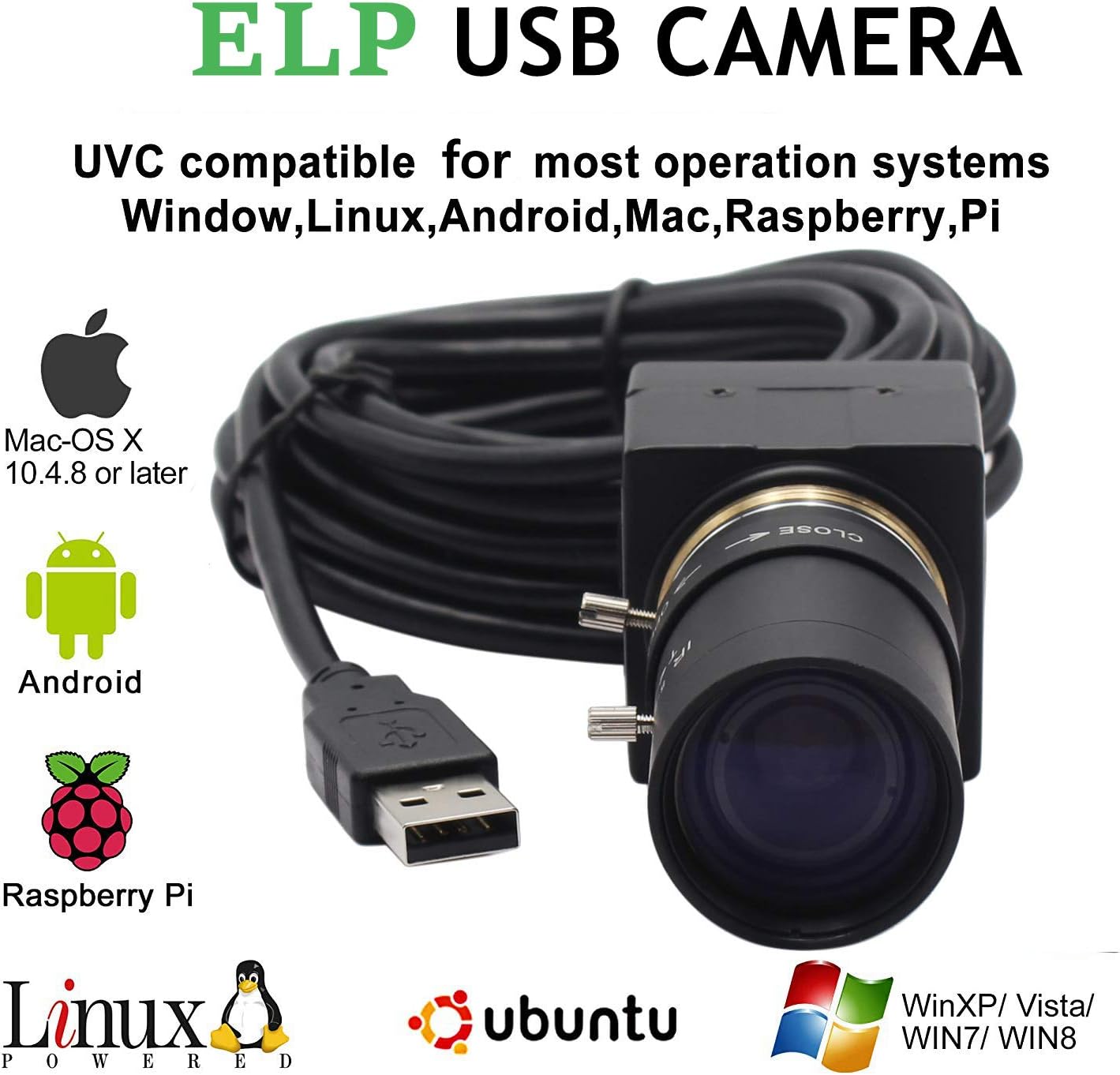 USB Kamera mit Zoom-Objektiv, 5MP Webcam