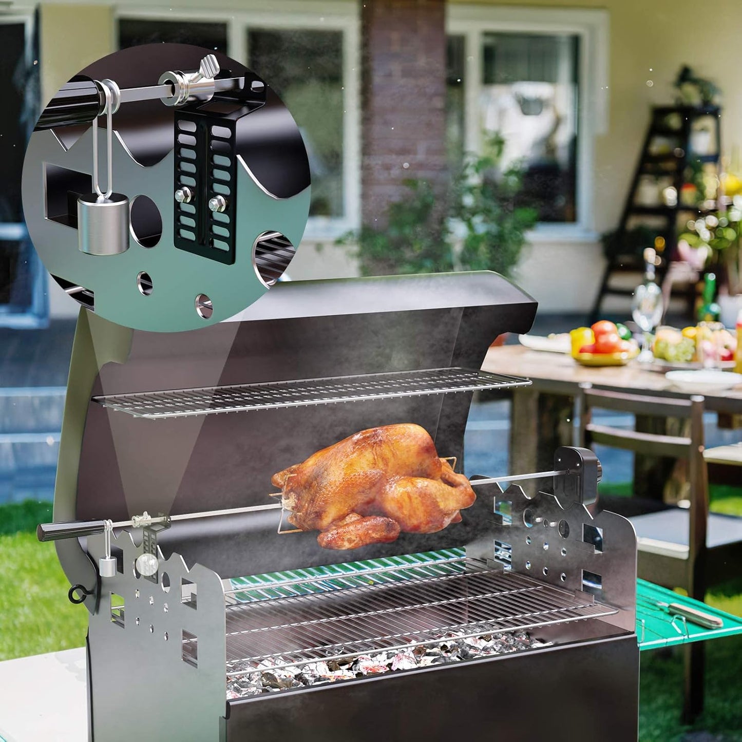 Elektrischer Grillspiess längenverstellbar, 69cm