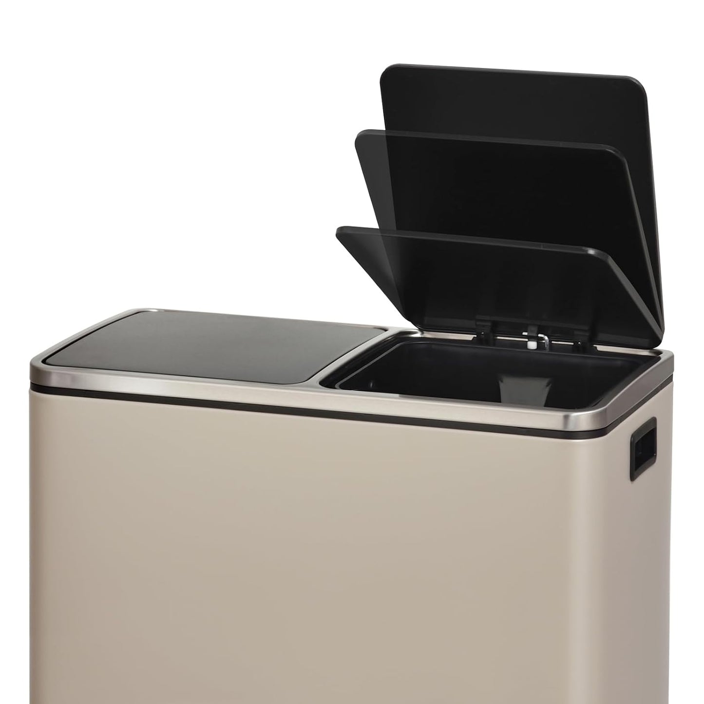 Treteimer mit Softclose und Trennsystem, 30L, Taupe TM2X15