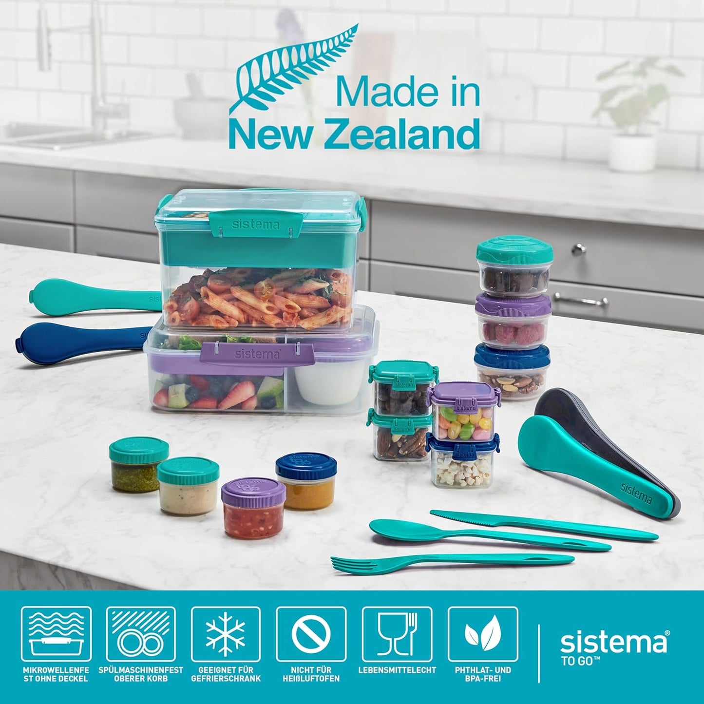 2-teiliges Lunchboxen-Set - To Go Bento Box Create, 2 x 1,48 l Minty Teal