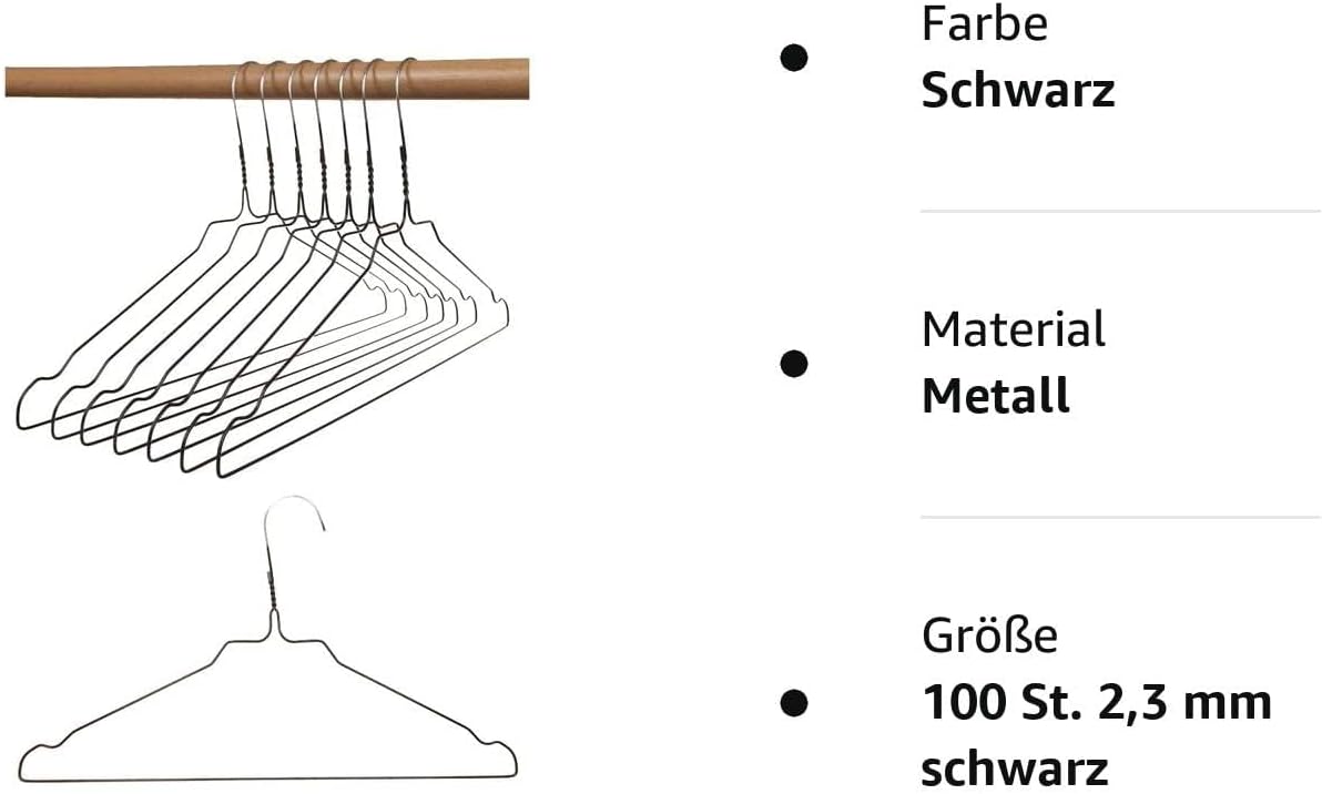 Metall-Kleiderbügel Set mit Steg und Rockkerben (100 St.)