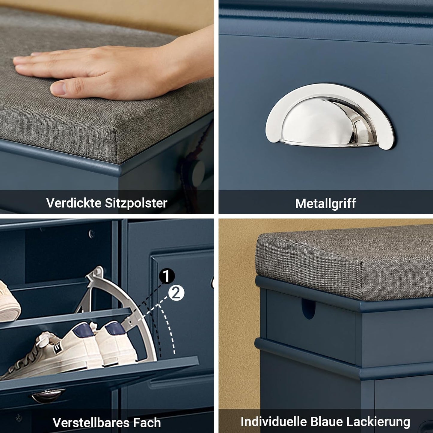 Schuhschrank SR82-L-B mit Klappe, Blau