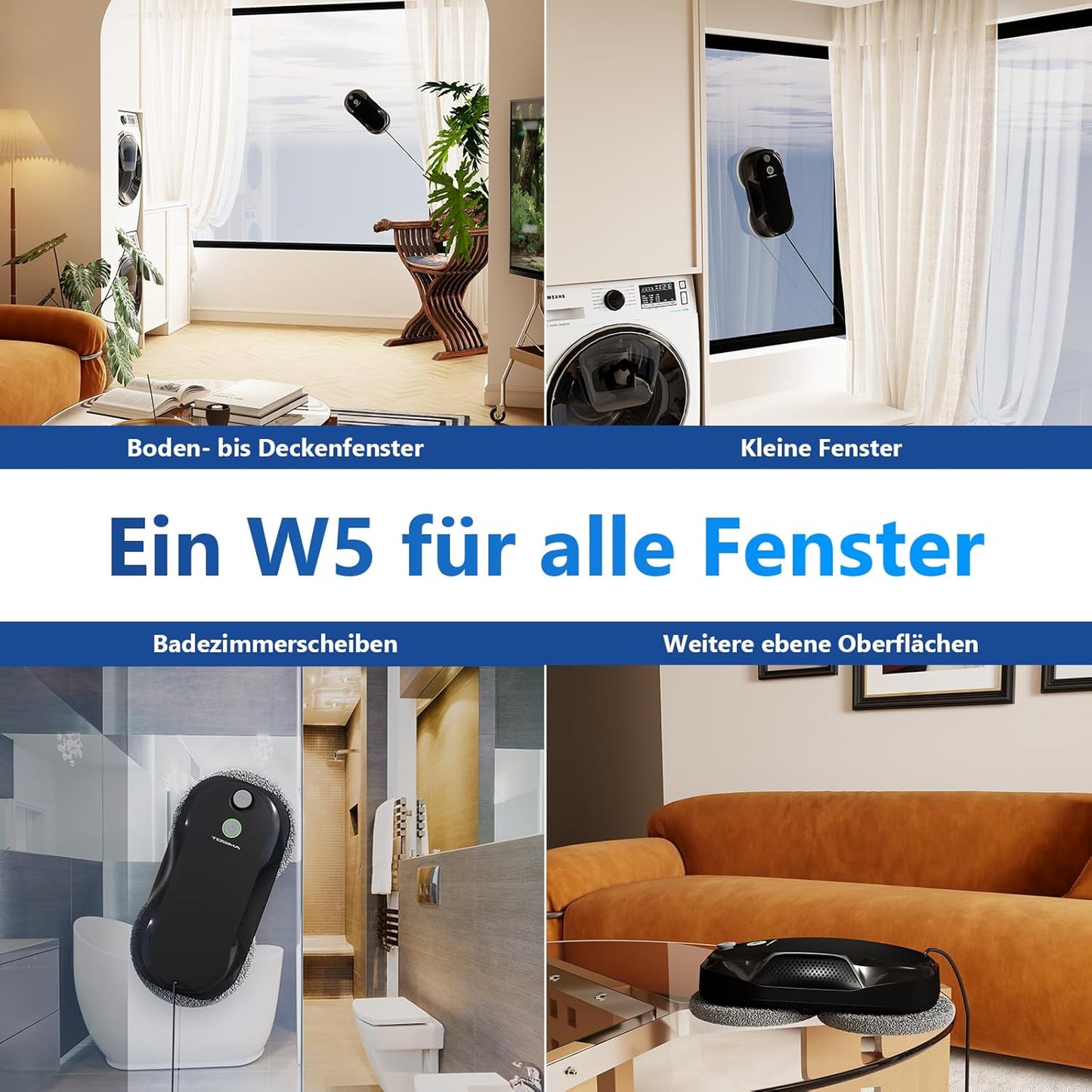 W5 Fensterputzroboter, Schwarz