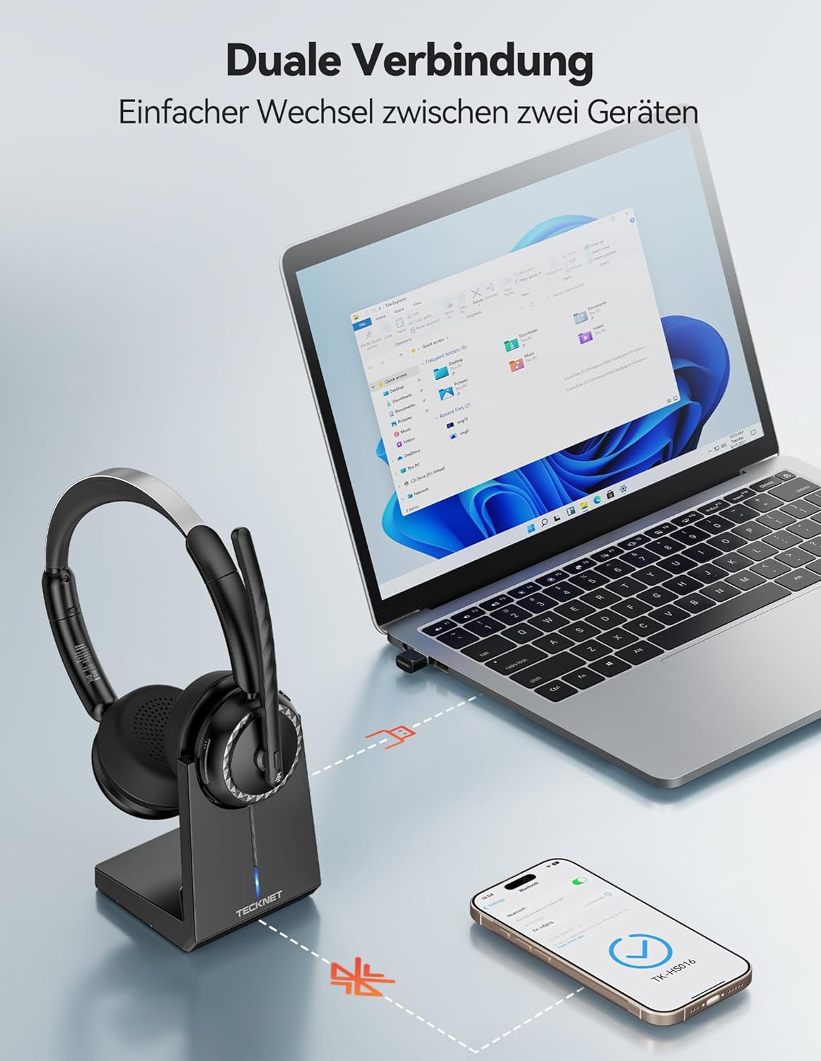 Bluetooth-Headset V5.3, Schwarz