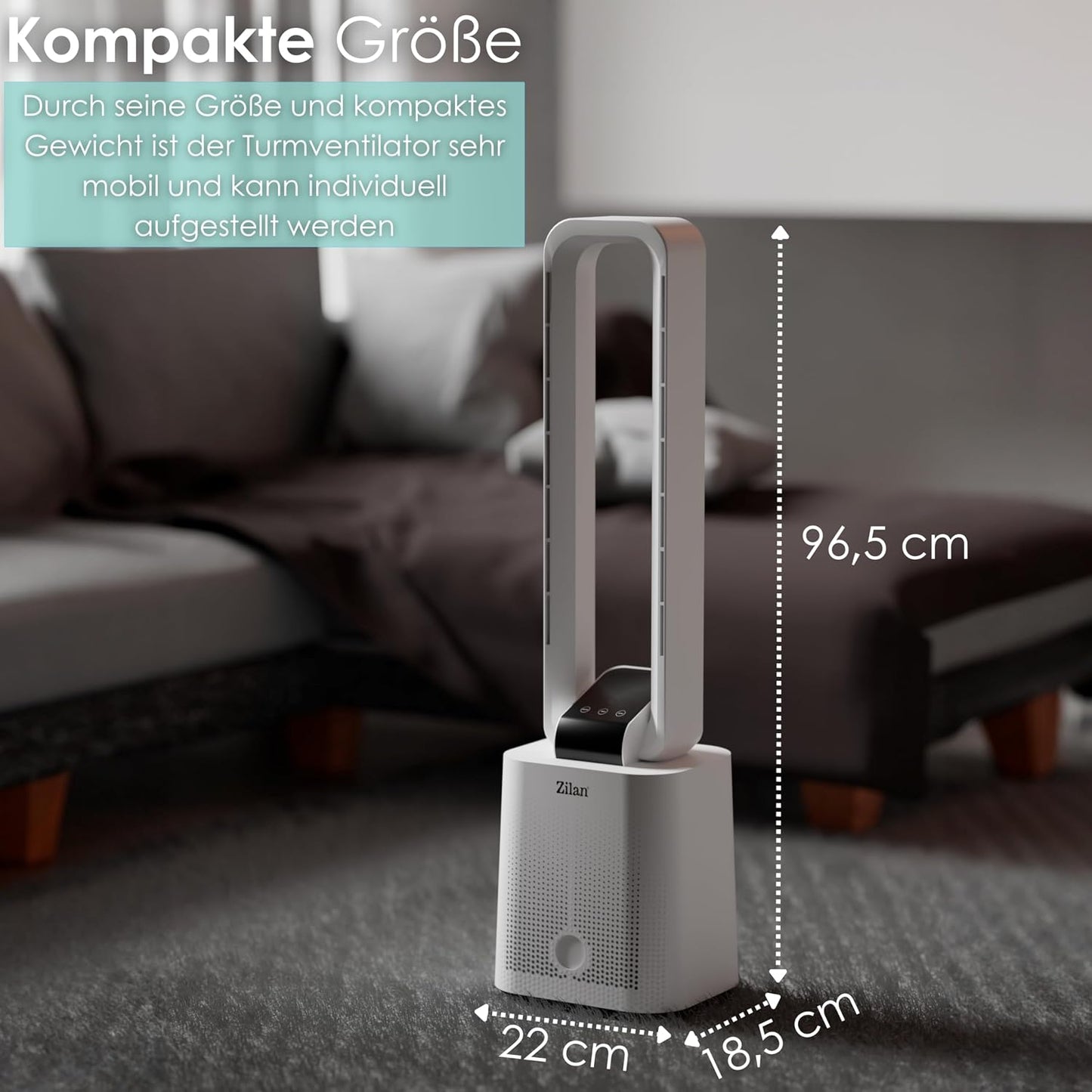 Wanda Turmventilator mit Fernbedienung und Timer, Wanda White