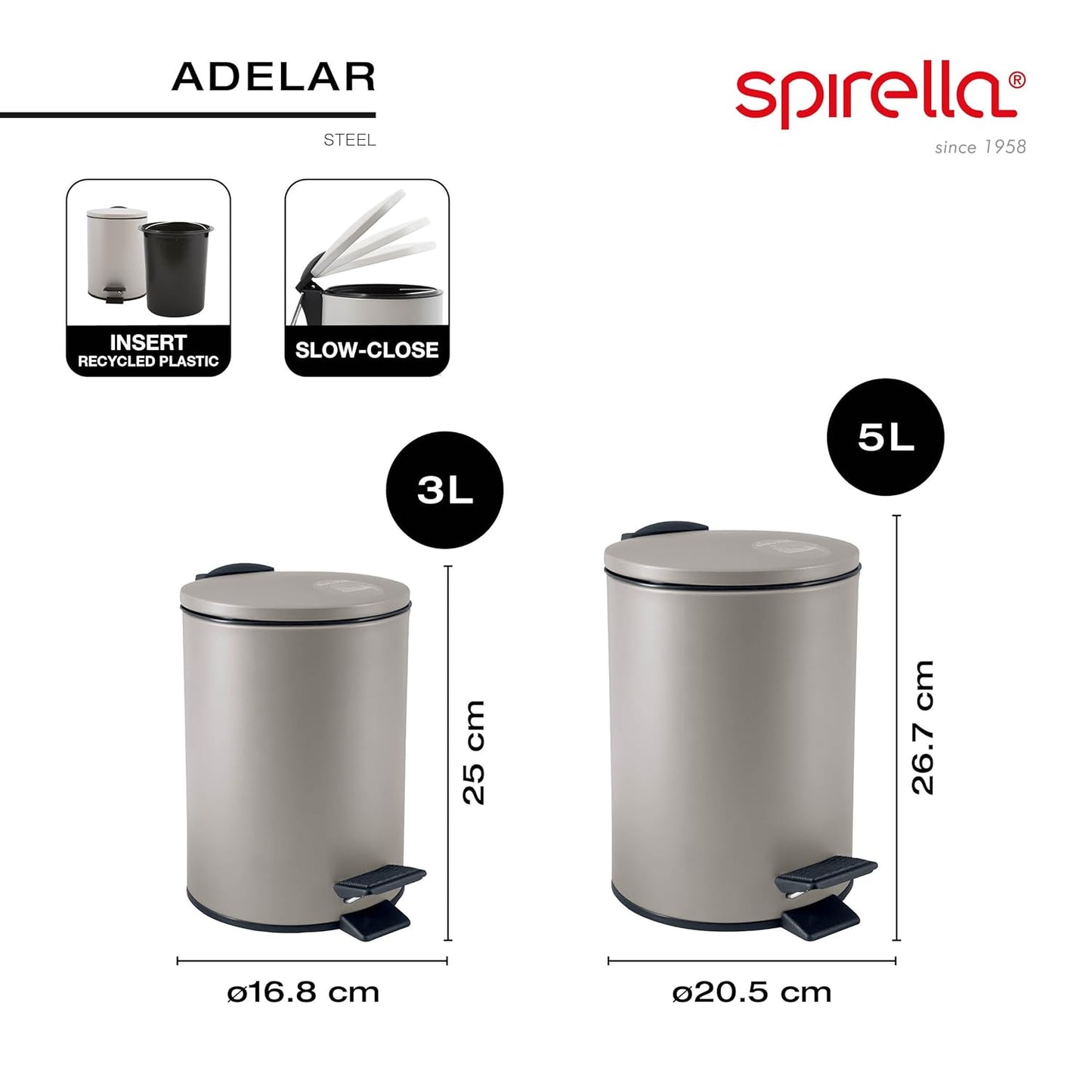 Kosmetikeimer mit Absenkautomatik, Black 3L