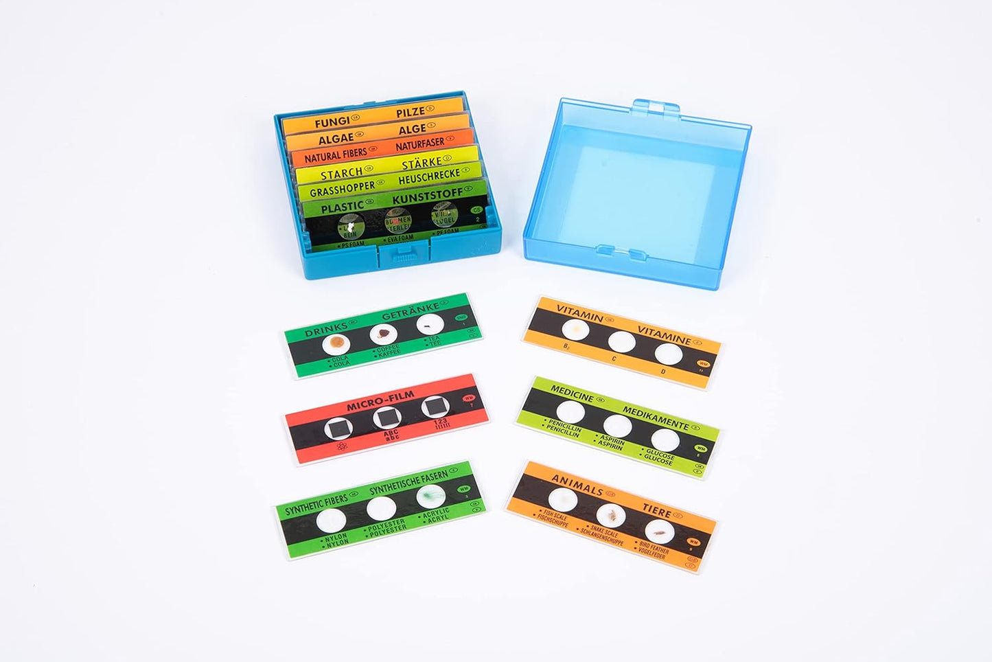 Fertigpräparate-Set mit Sortierbox für Mikroskopie, Nocolor
