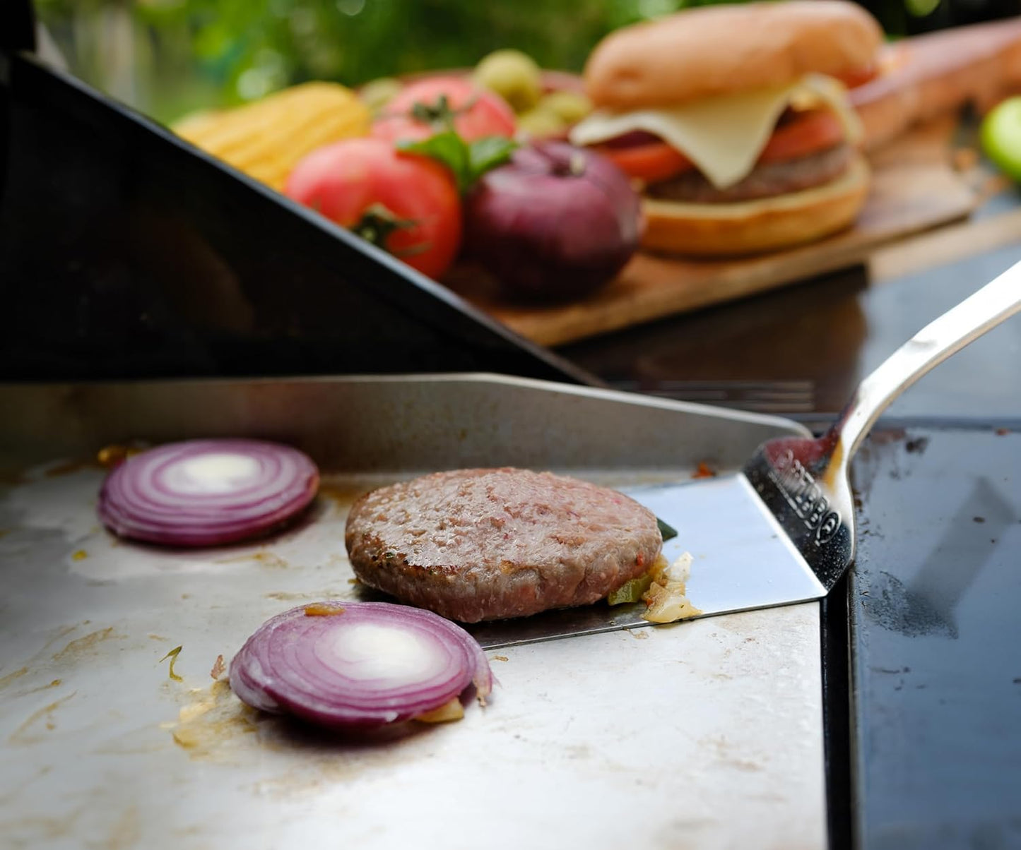 Plancha-Set mit Grillplatte und Grillspachtel, 40 x 30 cm - Universalgrösse Edelstahl