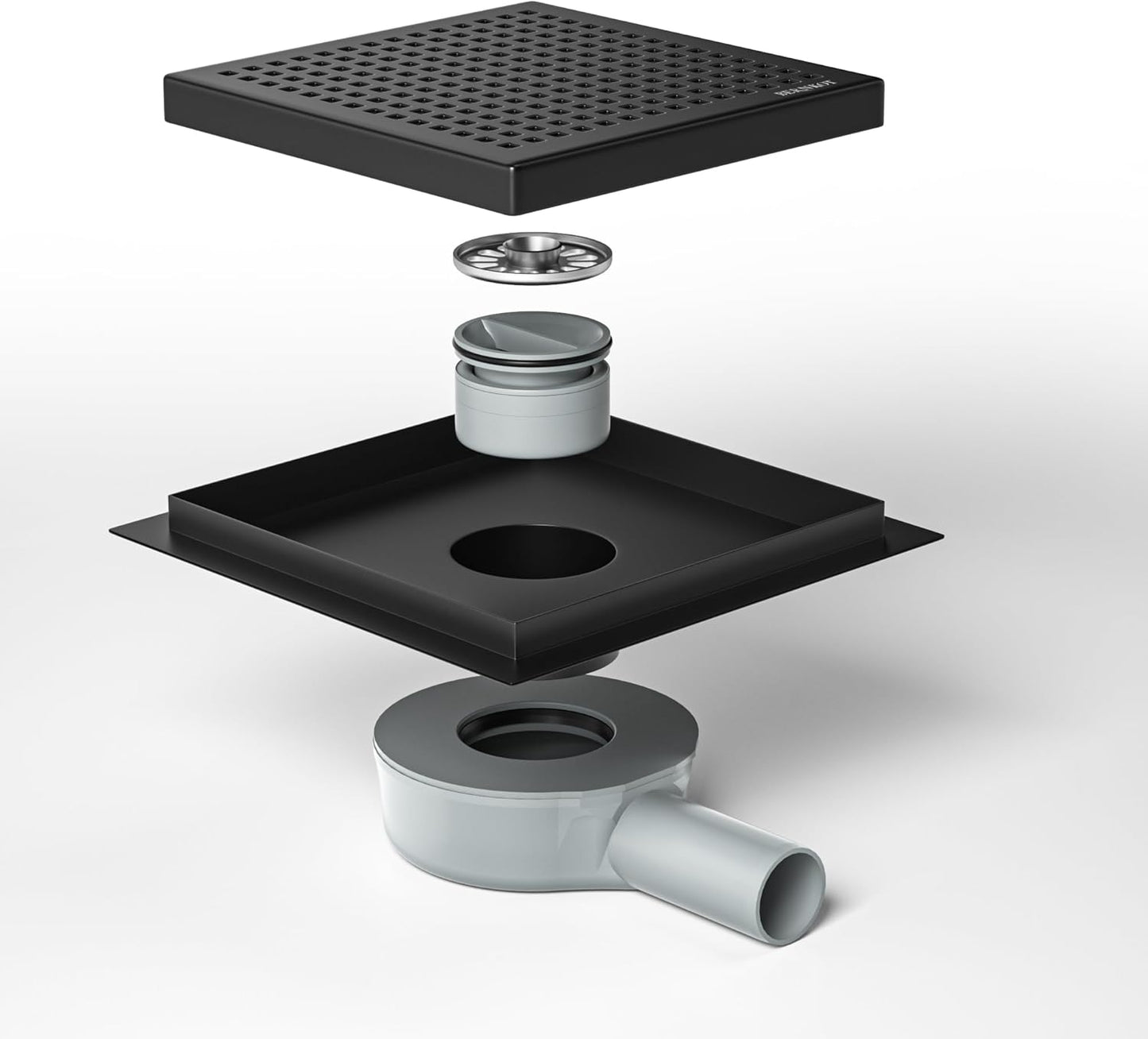 Duschrinne mit 360° Siphon und Geruchsstop, Schwarz 20cm